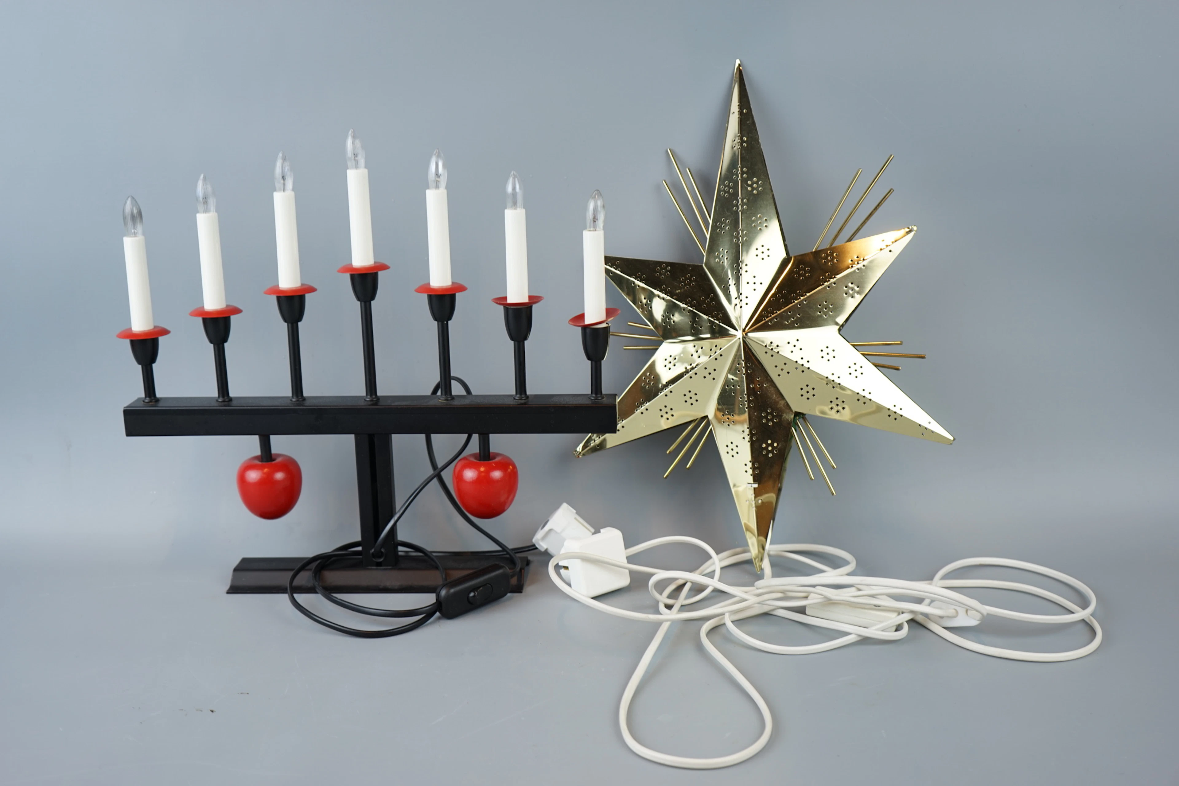 Candelabro de Adviento y flor de pascua, metal/madera, incluido Markslöjd.
