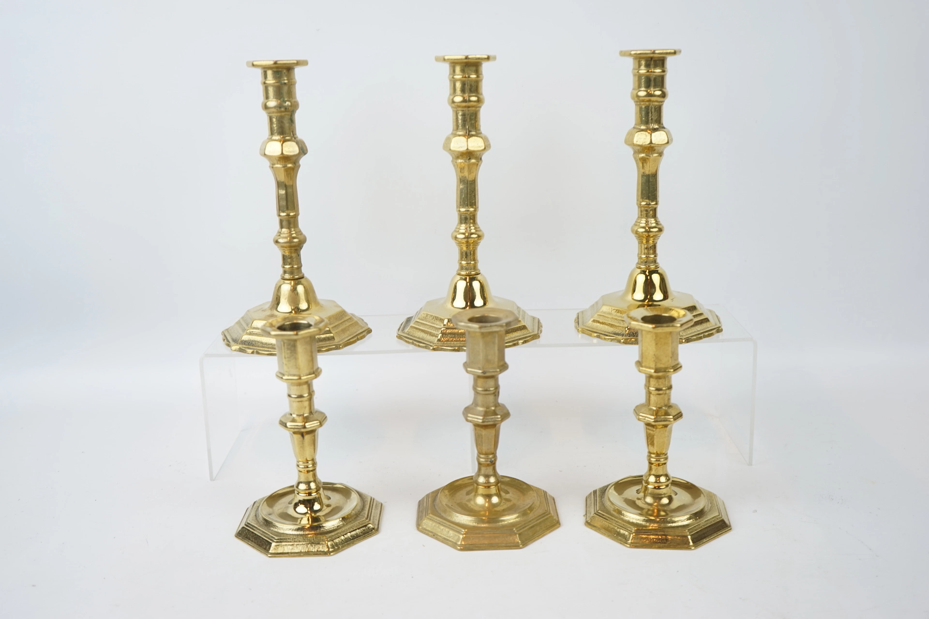 Bougeoirs, 6 pièces, laiton, Munka Sweden, contemporain.