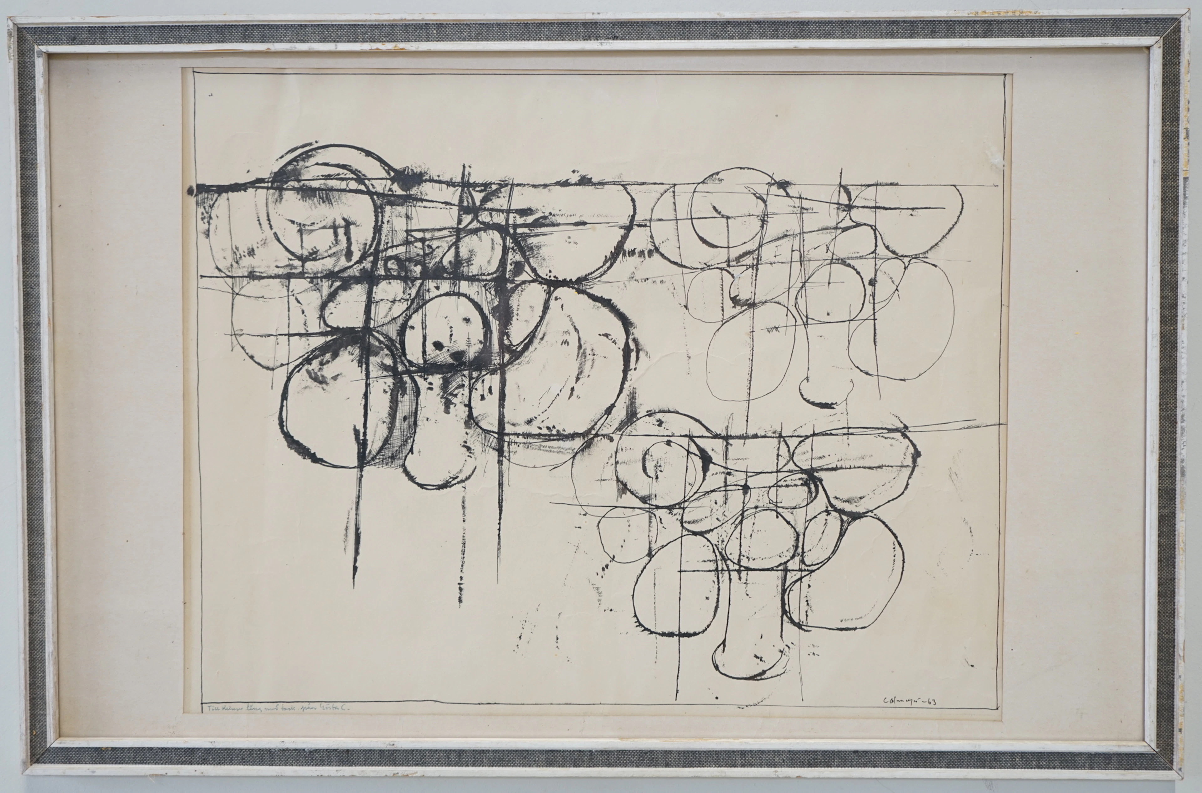 Gösta Calmeyer, dibujo a tinta, firmado, fechado en -63.