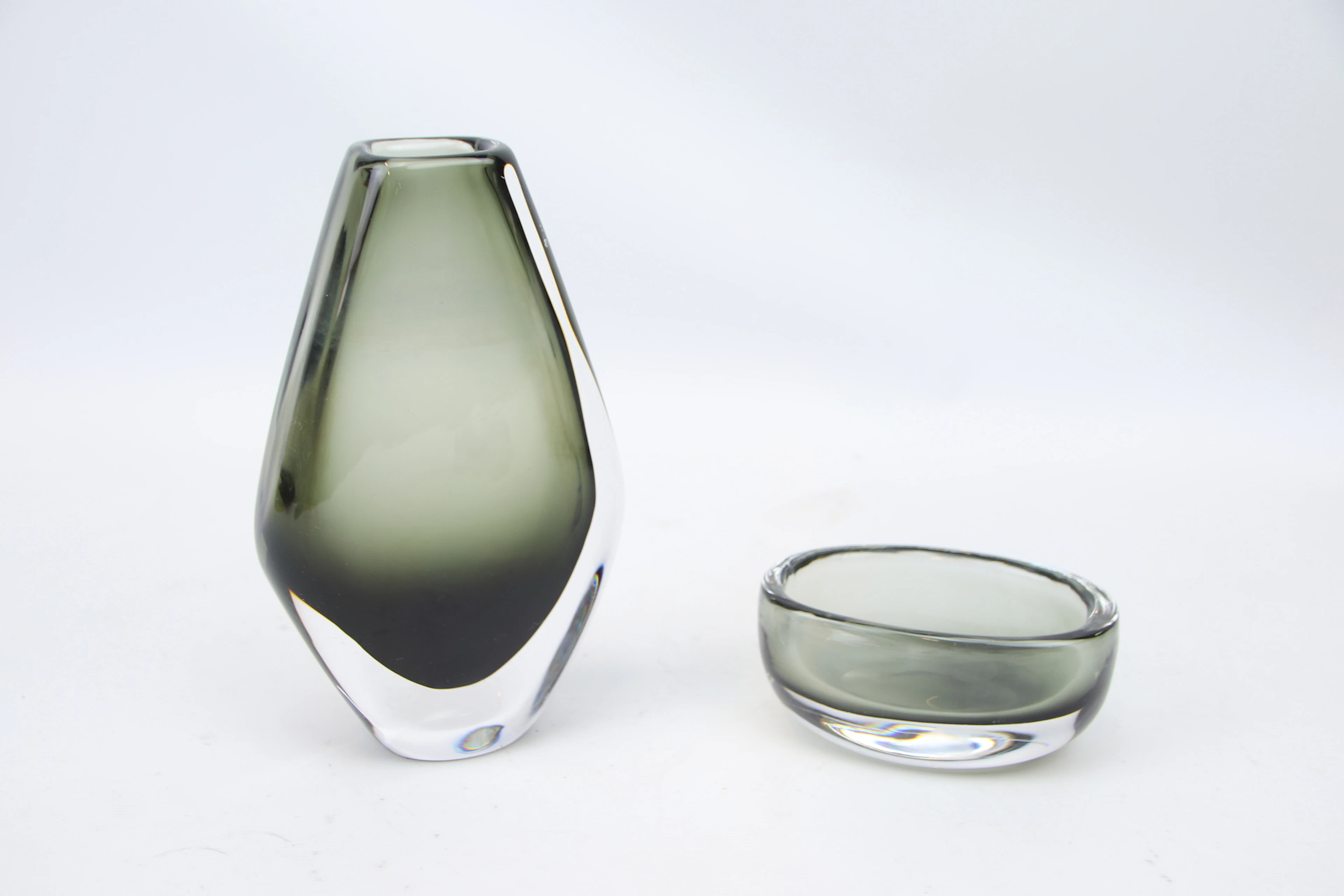 Nils Landberg, vas och skål, glas, Orrefors.