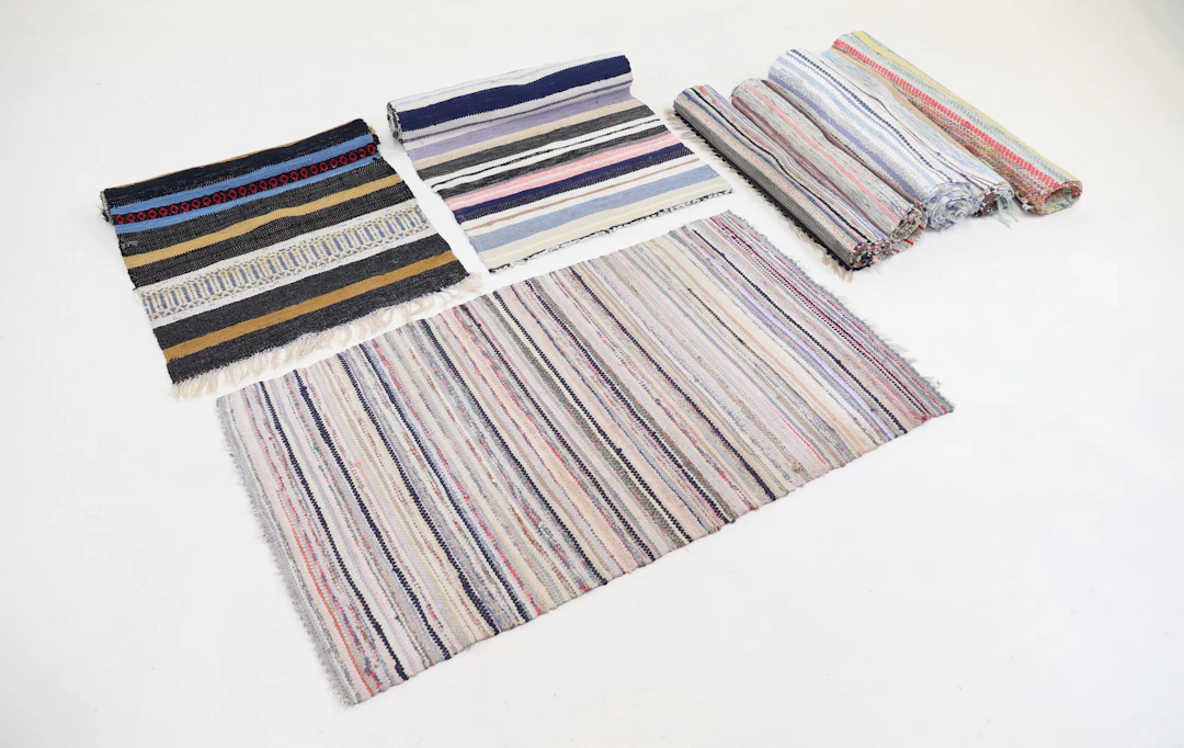Alfombras de trapo, 8 piezas, textil.
