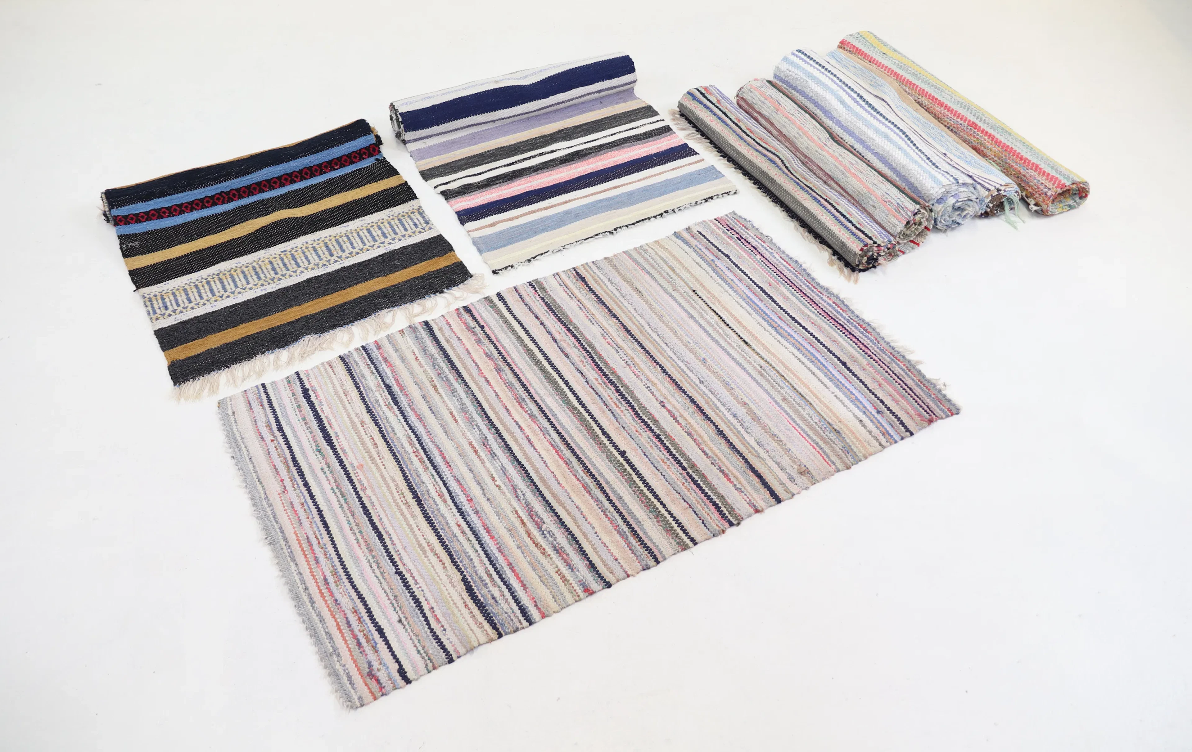 Alfombras de trapo, 8 piezas, textil.