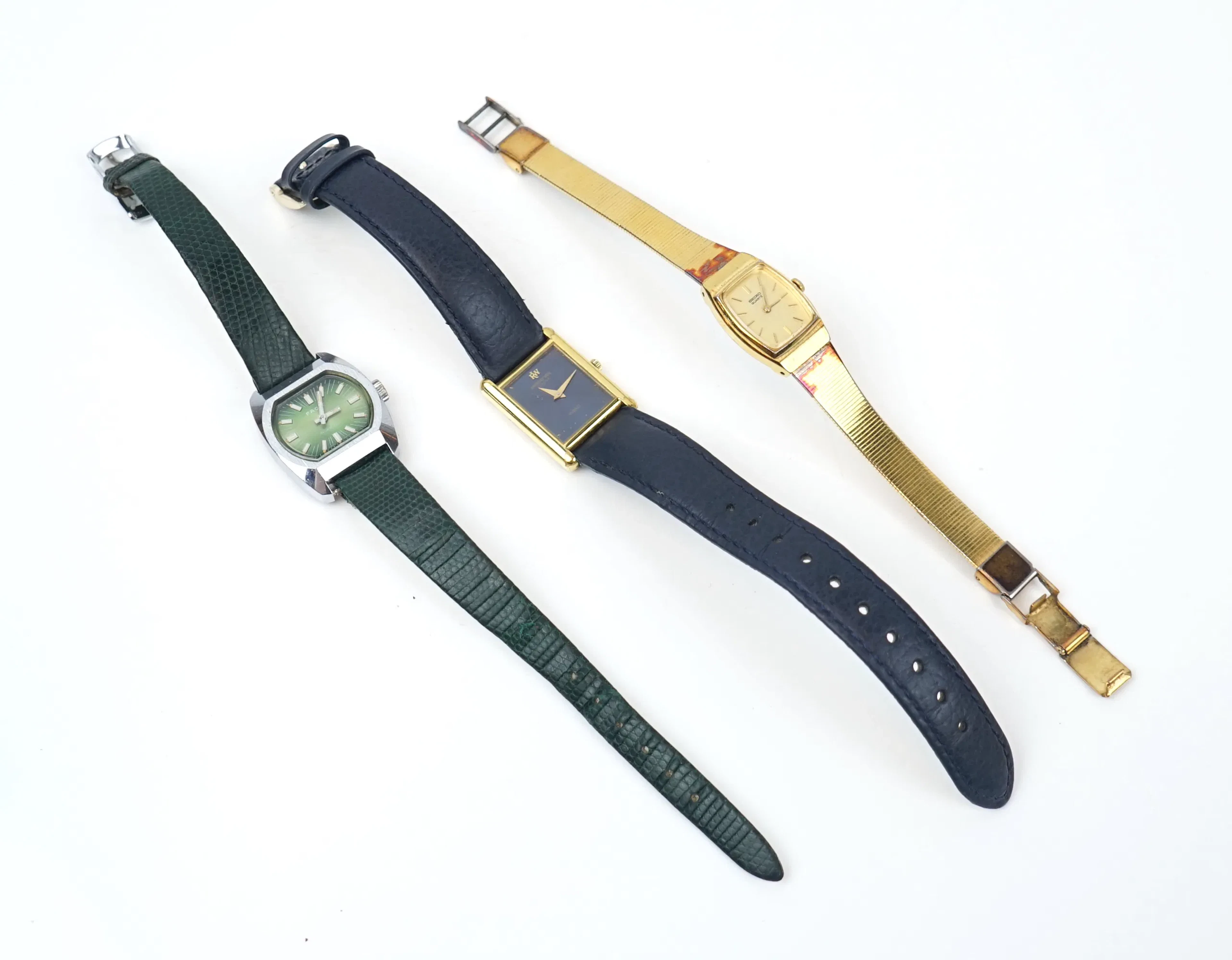 Wristwatches, 3 pcs, Facit, Seiko and Reymond Weil.