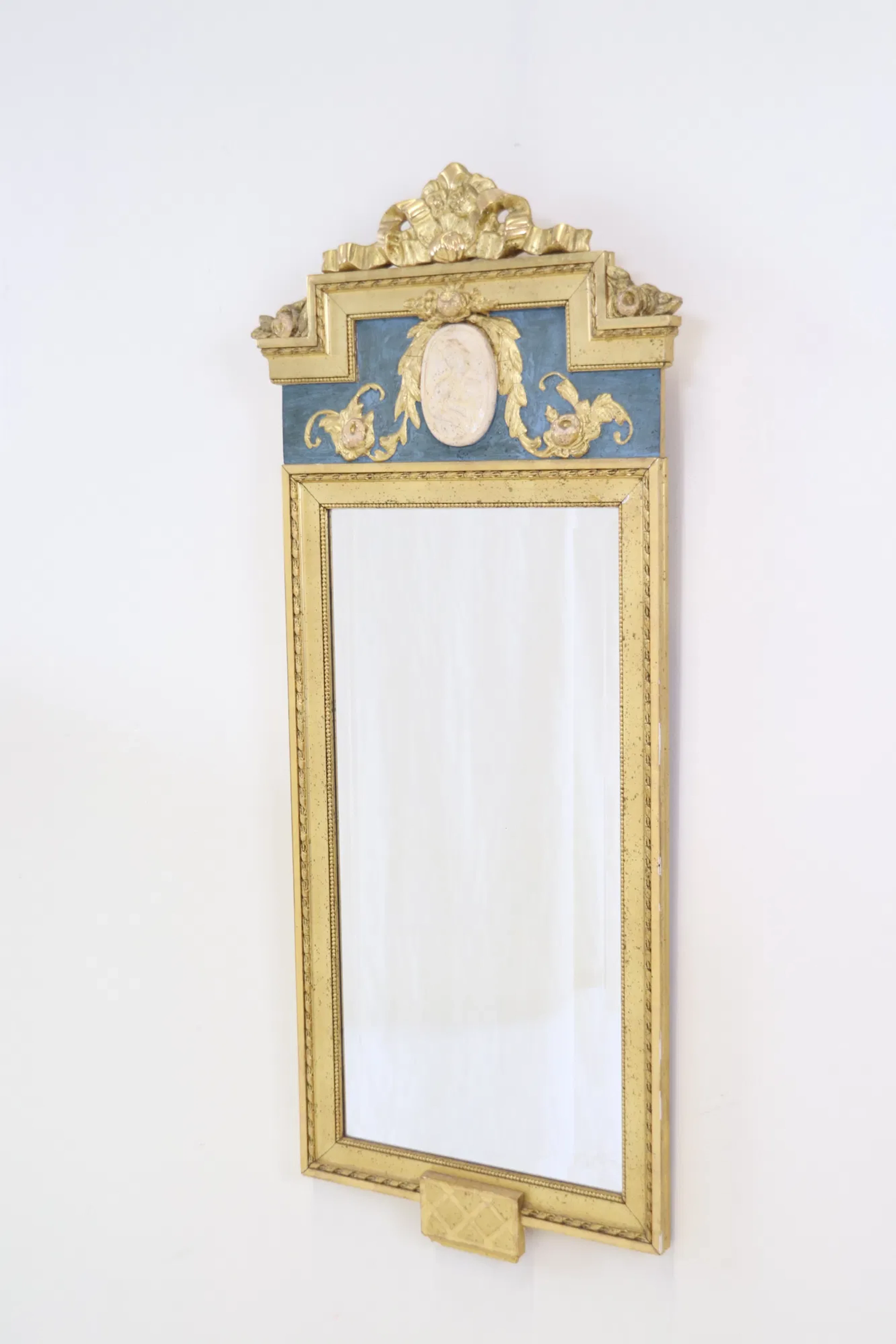 Wall mirror, Gustavian style, gilded wooden frame.
