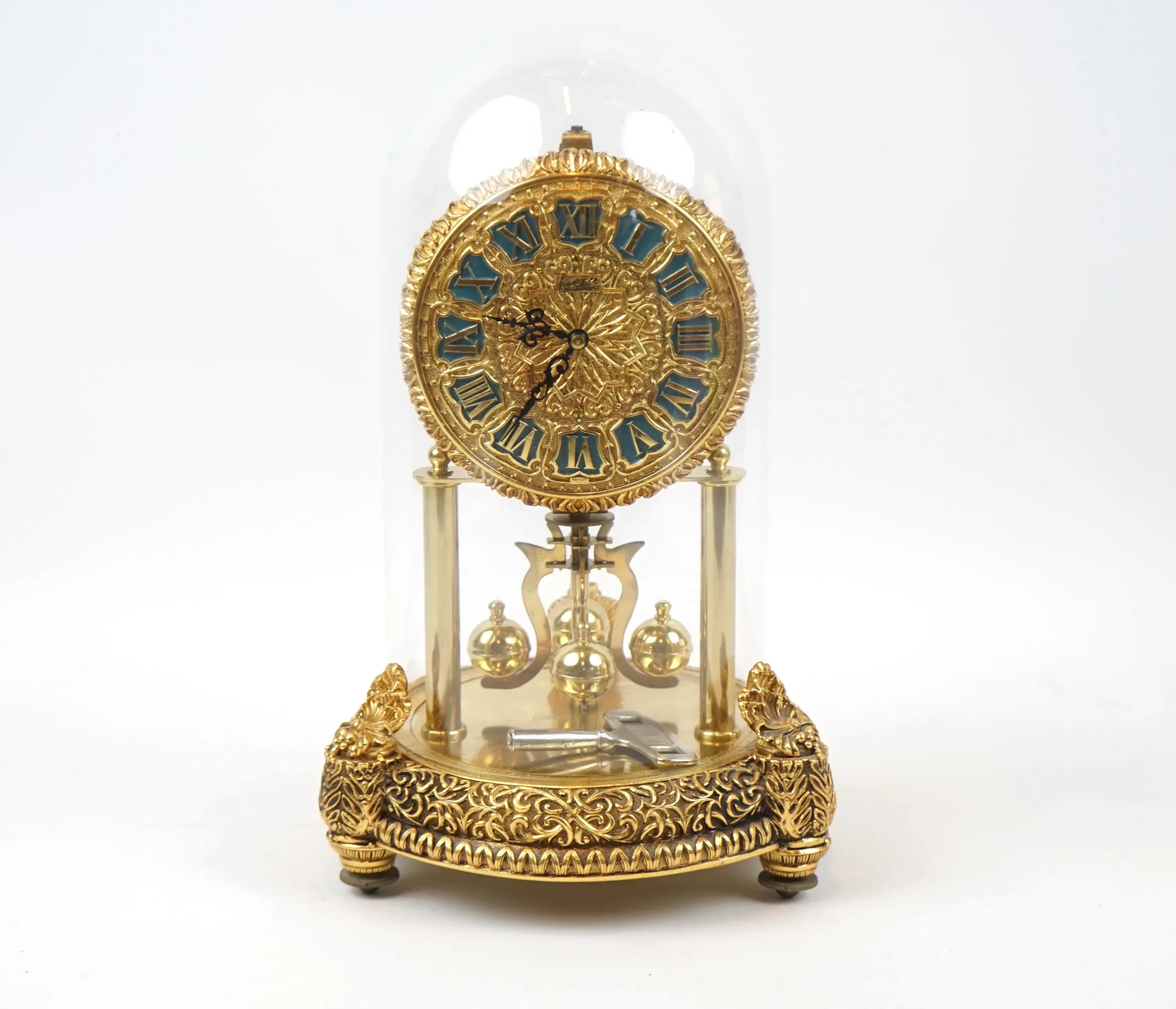 Orologio da tavolo, ottone/vetro, Kern.