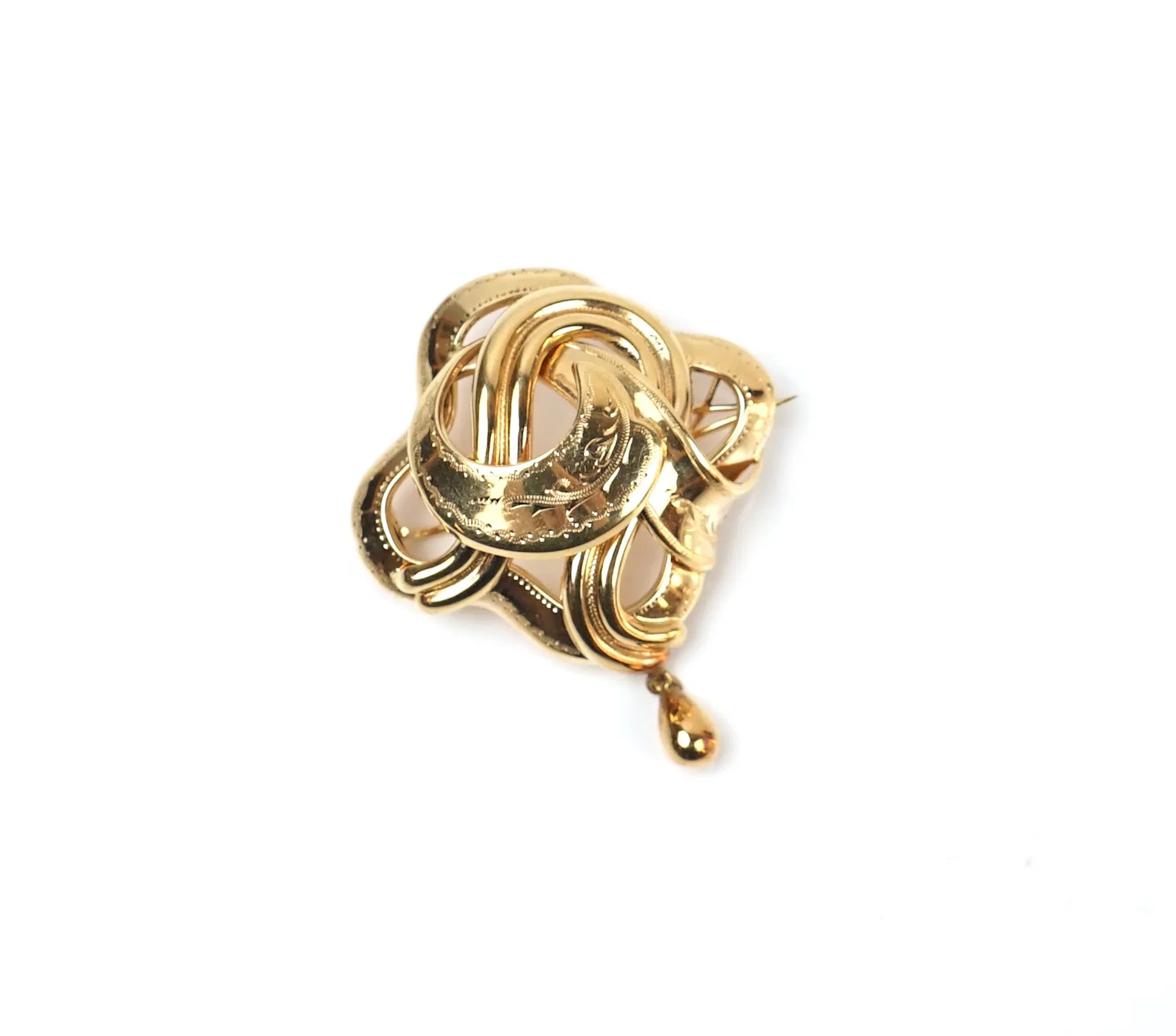 Brosche mit Verschluss, 18-Karat Gold, 1800er Jahre.