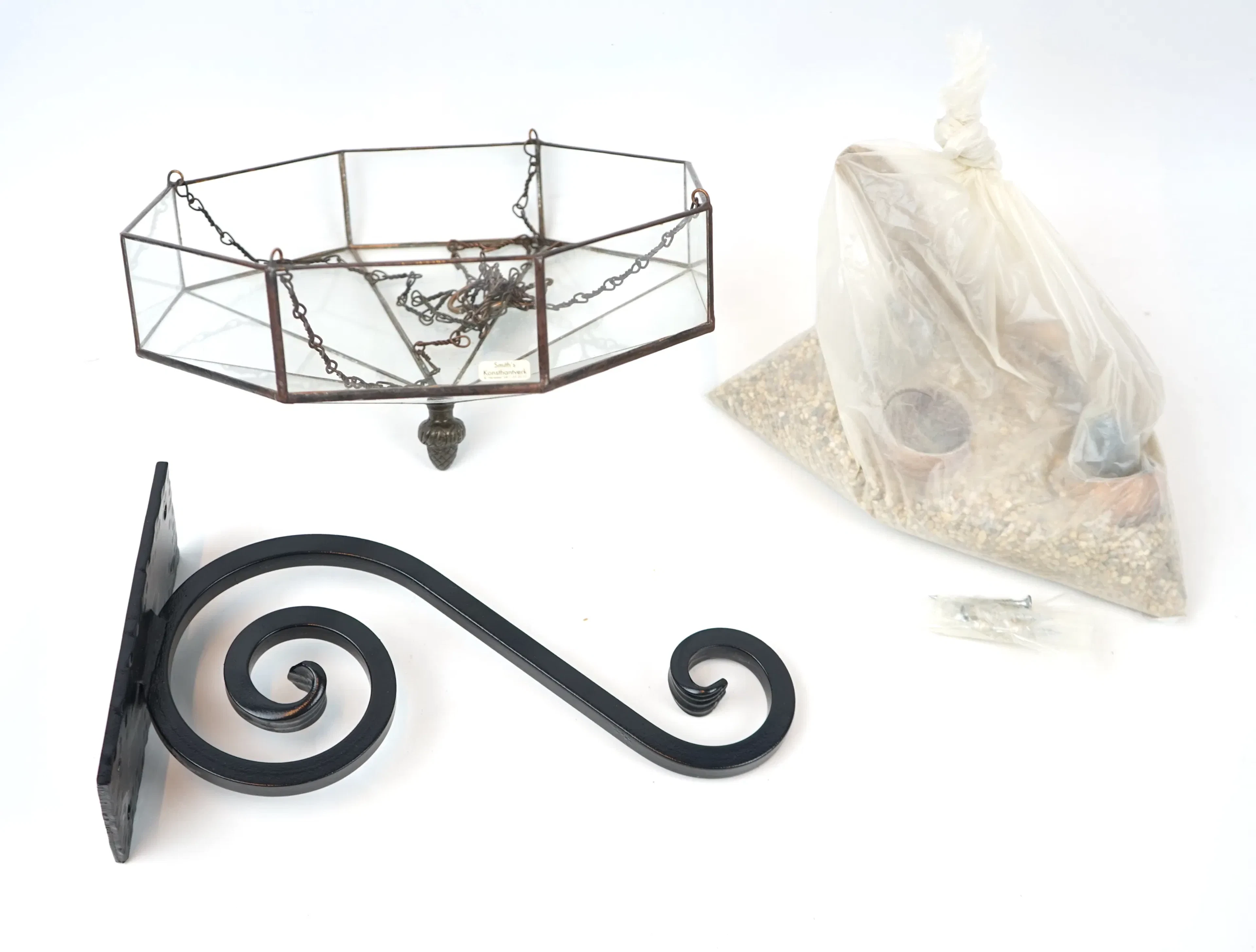 Candelabro, metal/vidrio, Smith's Konsthantverk, para colgar en la pared.