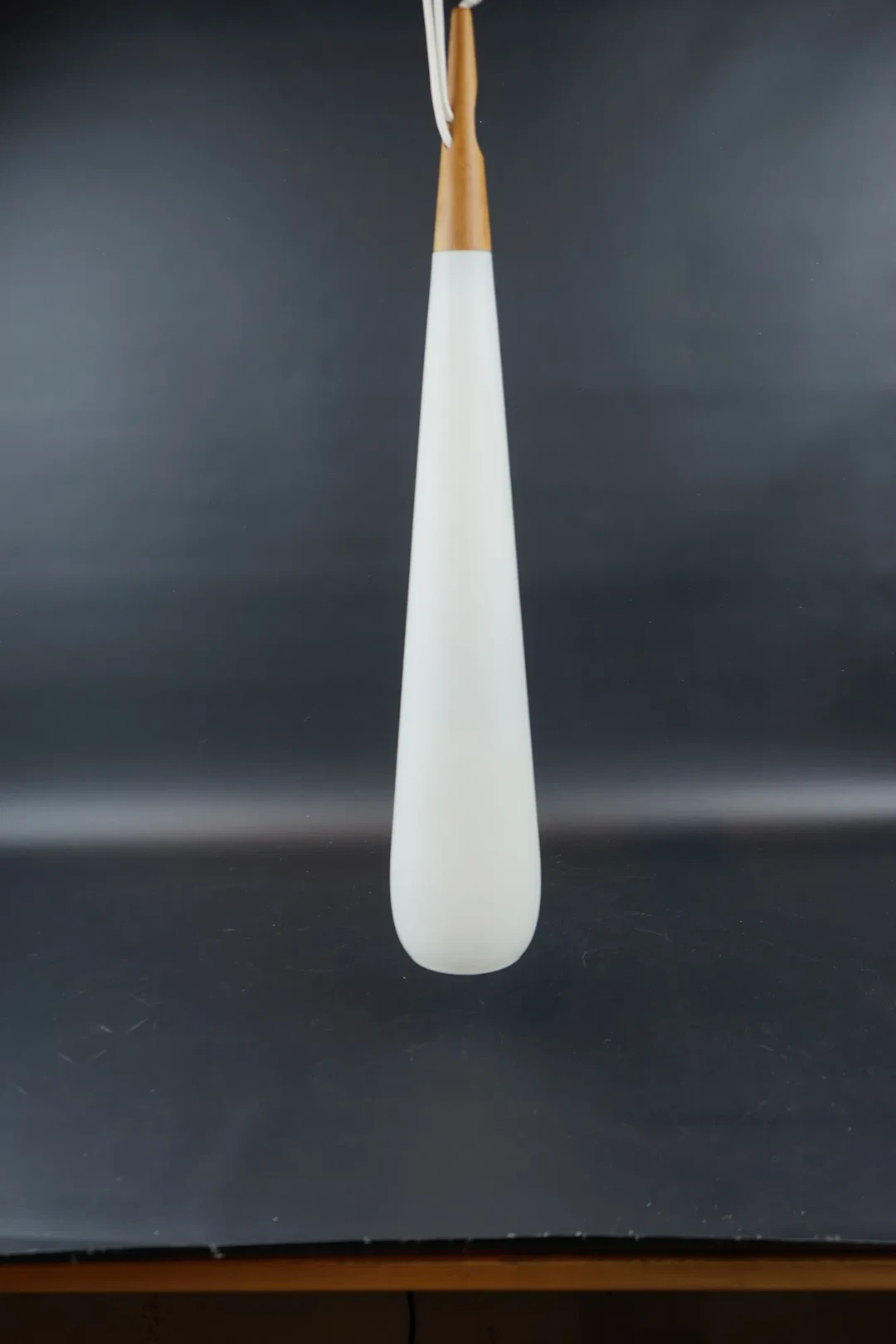 Uno and Östen Kristiansson, a ceiling lamp, glass/teak, "Droppe", Vittsjö, Luxus.