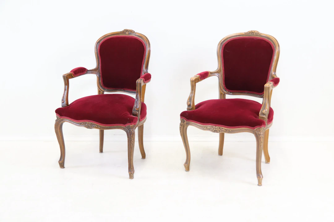 Sessel, ein Paar aus Holz/Textil.