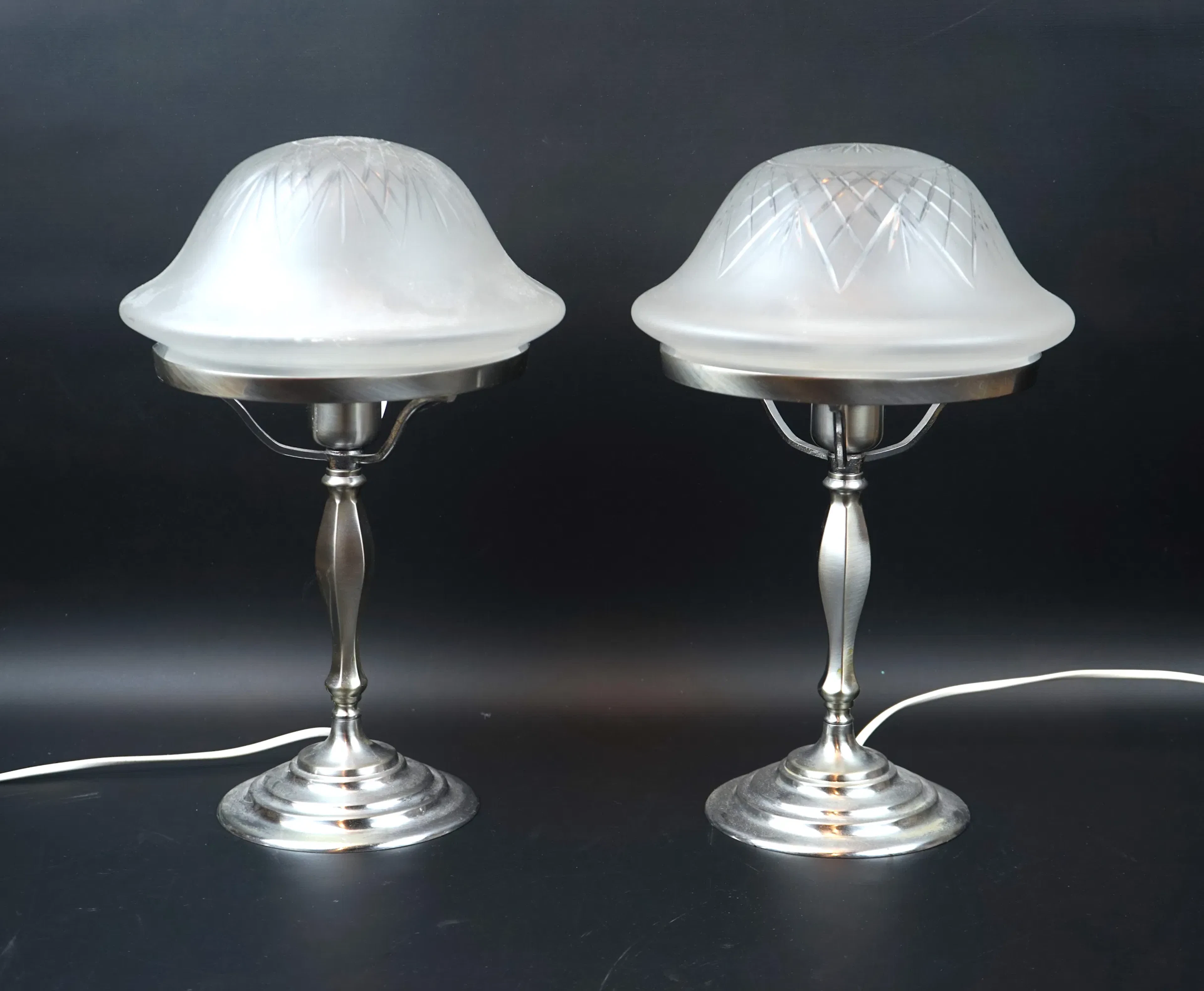 Tischlampen, ein Paar Metall/Glas.
