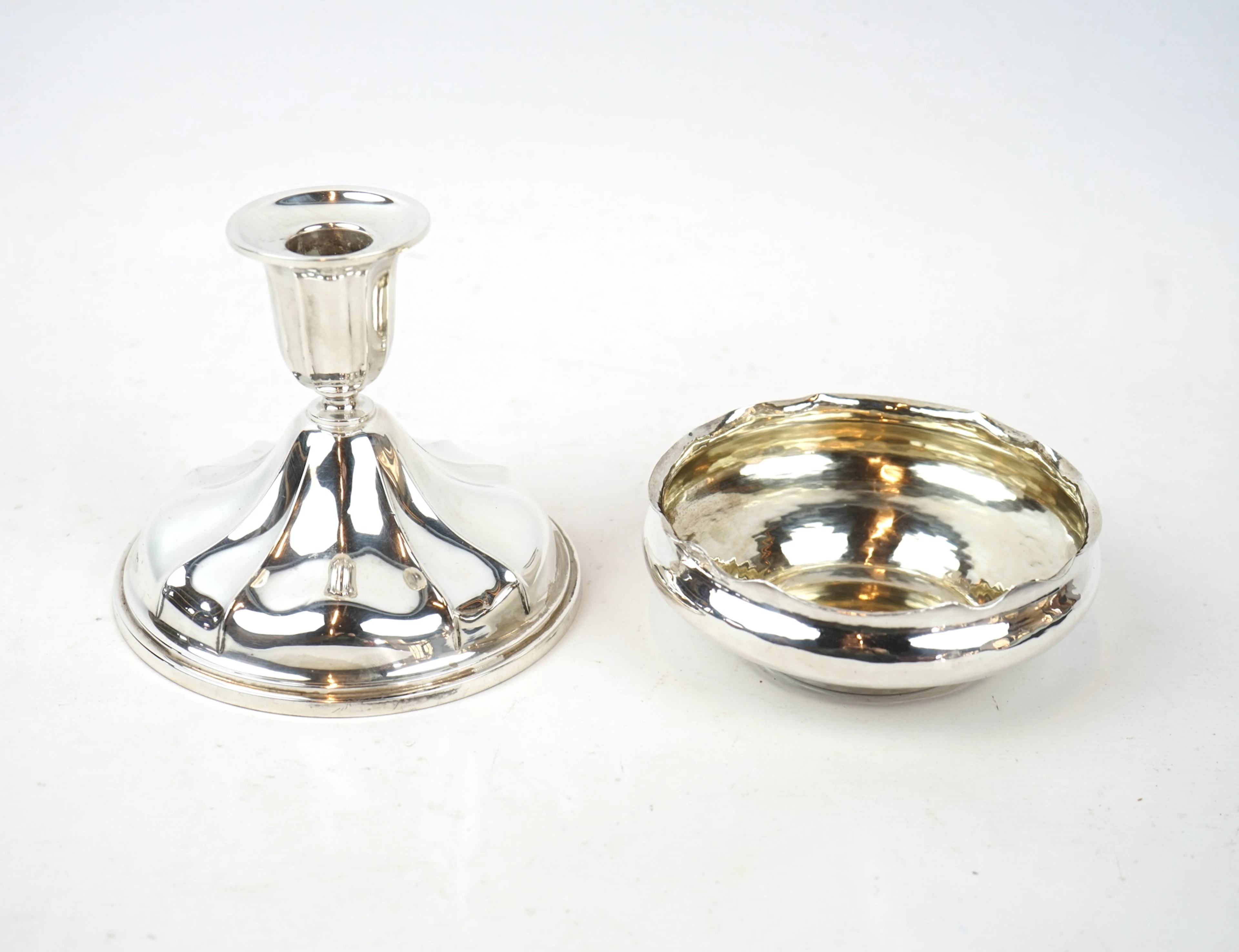 Candelabro e ciotola, argento, incluso Em. O. Möller.