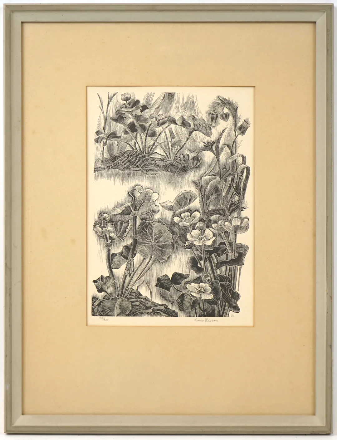Karin Persson, "Kabbleka", grabado en madera 195/310, firmado.