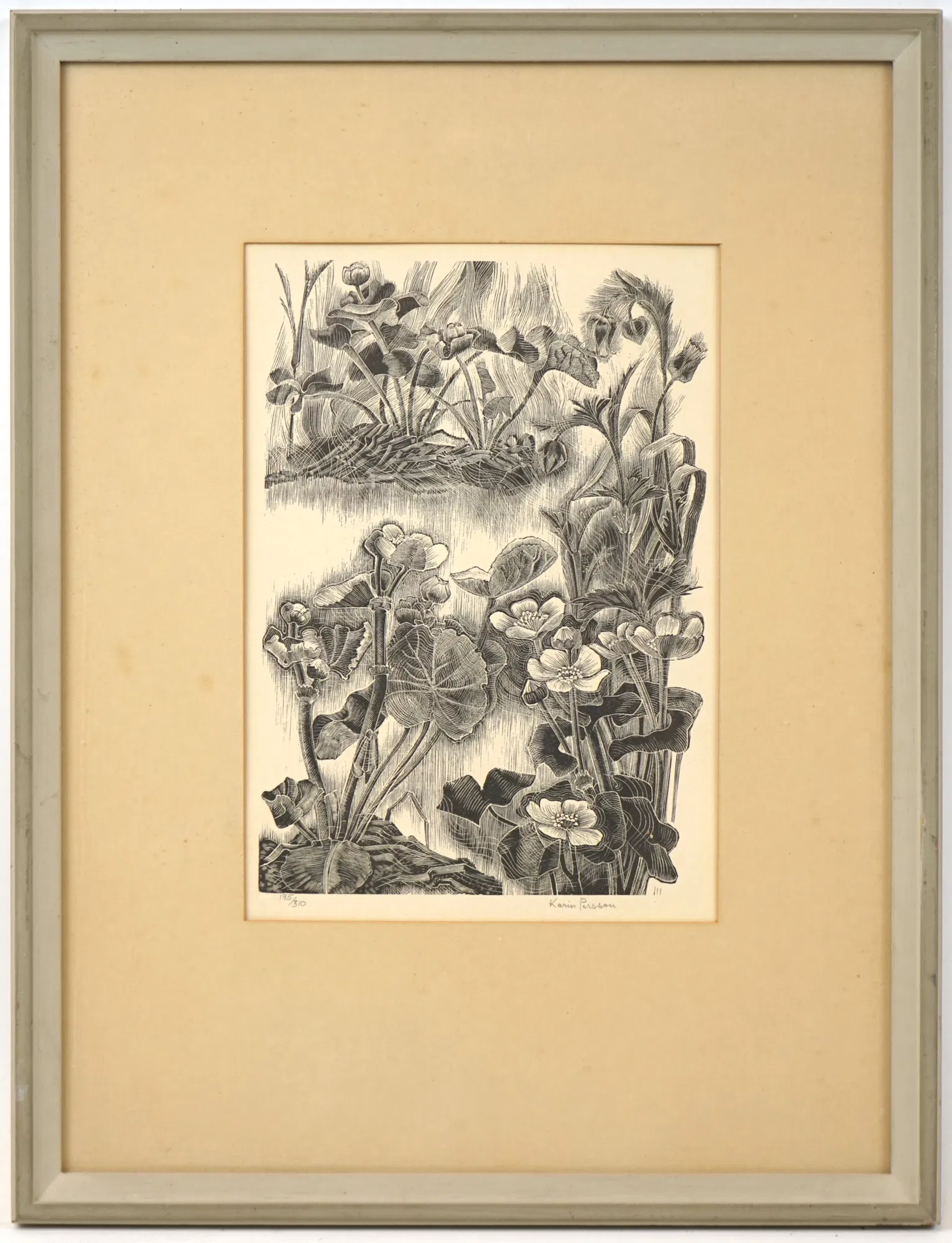 Karin Persson, "Kabbleka", wood engraving 195/310, signed.