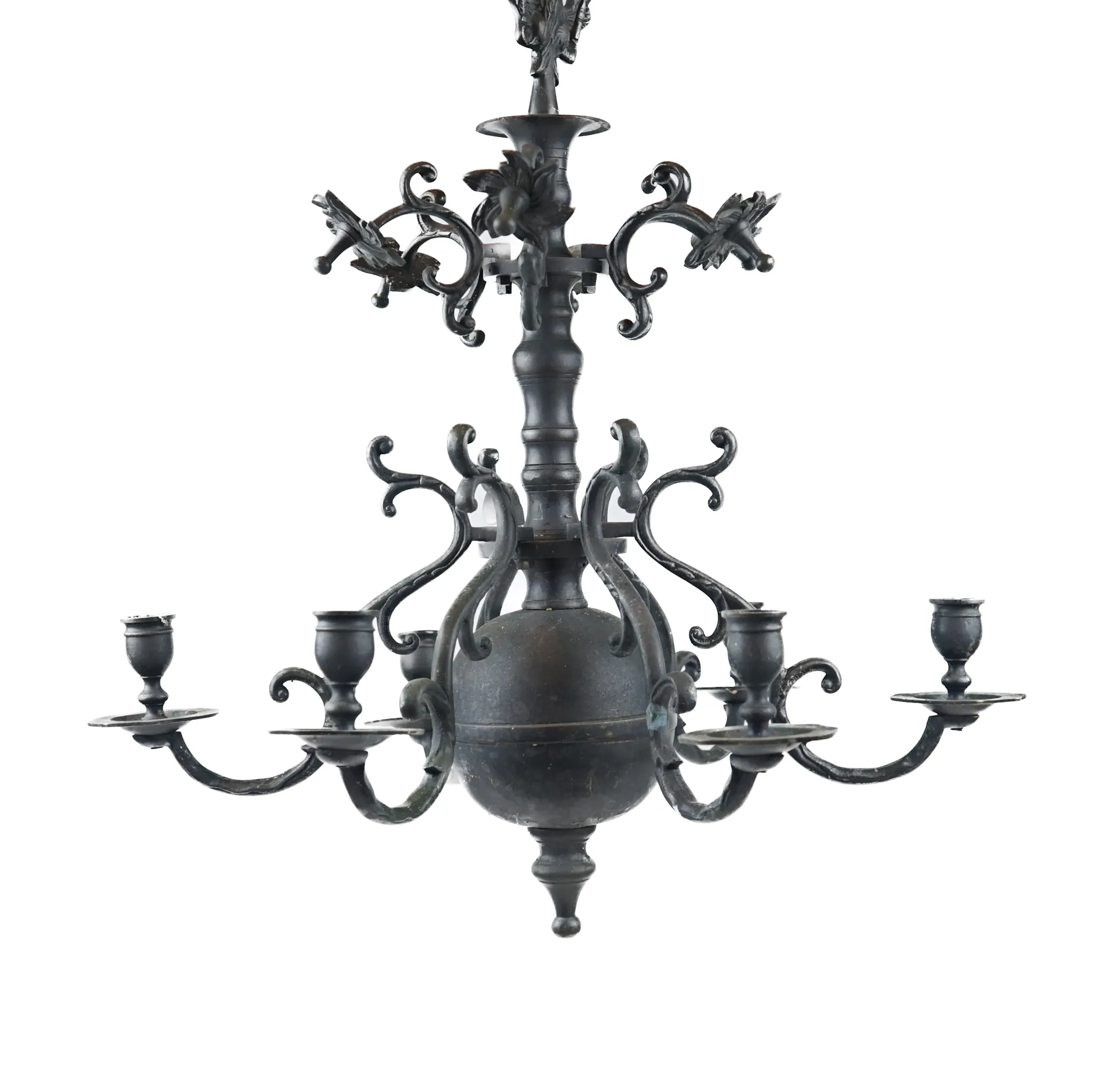 Lampadario per 6 candele, metallo.