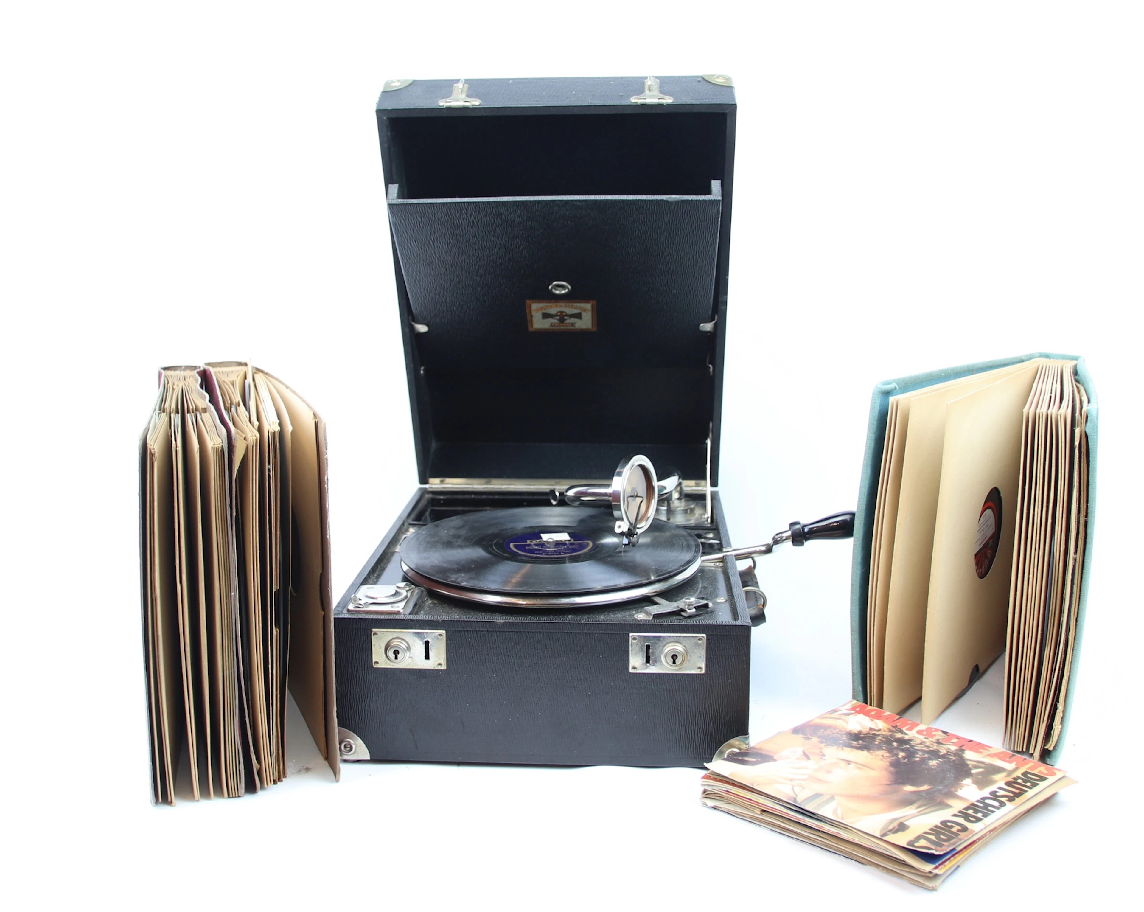 Grammofono da viaggio, Polydor Electrix e torte di pietra, un lotto.
