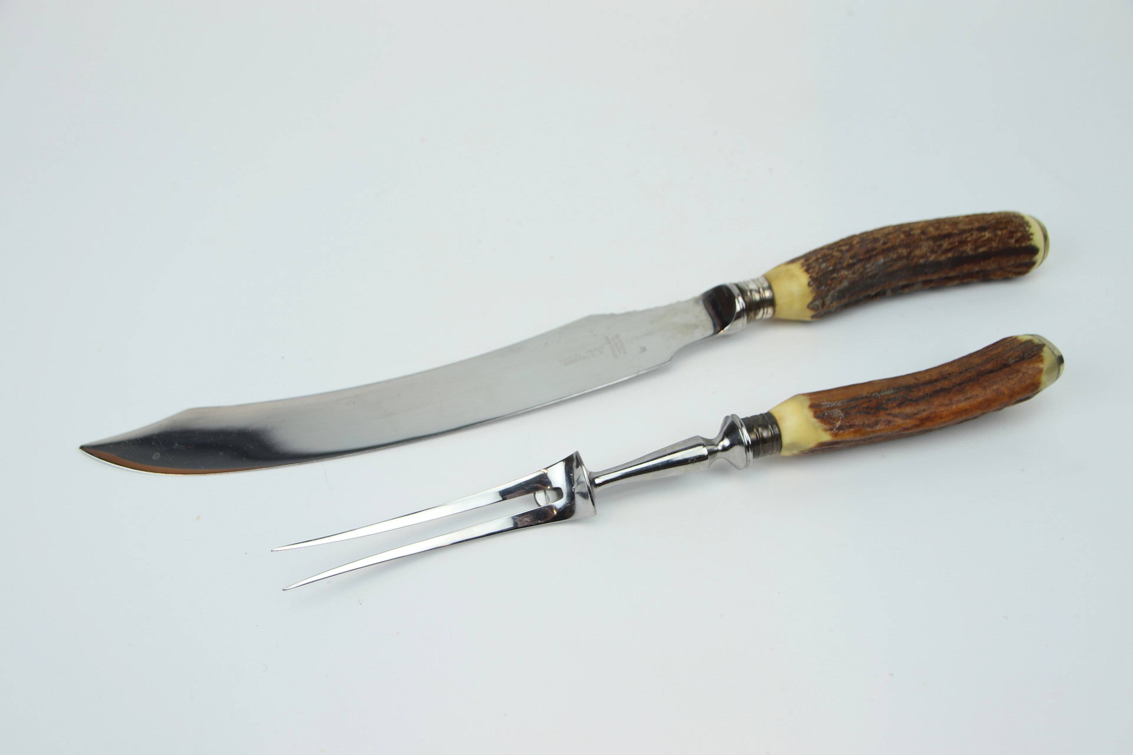 Cubiertos en tranche, 2 piezas, acero inoxidable/cuerno, Samuel Peace, Sheffield