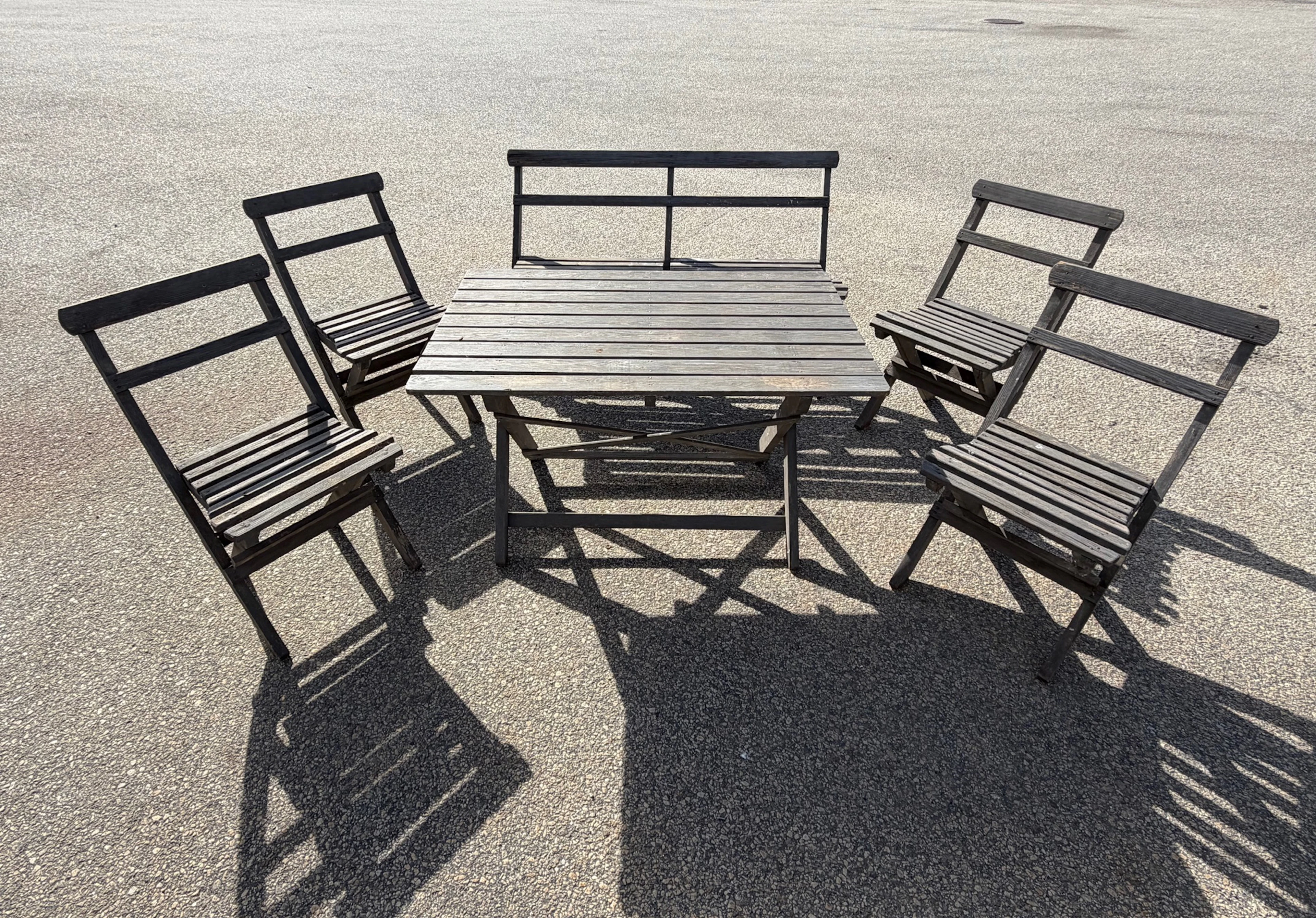 Mobili da giardino, 6 pezzi, in legno, pieghevoli.