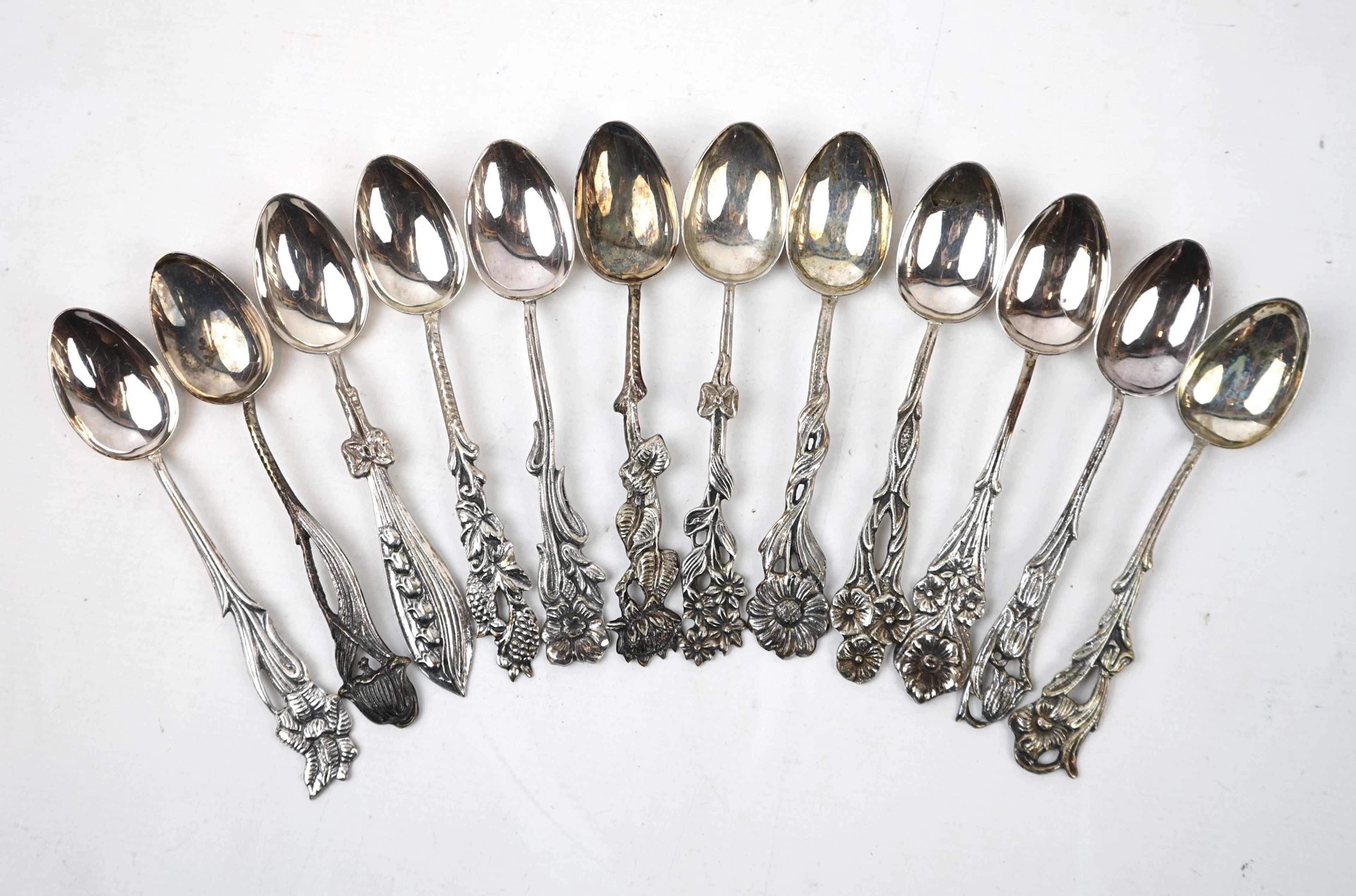 Scatole per mocascine, 12 pezzi, argento, "Svenska Floran", Gewe.