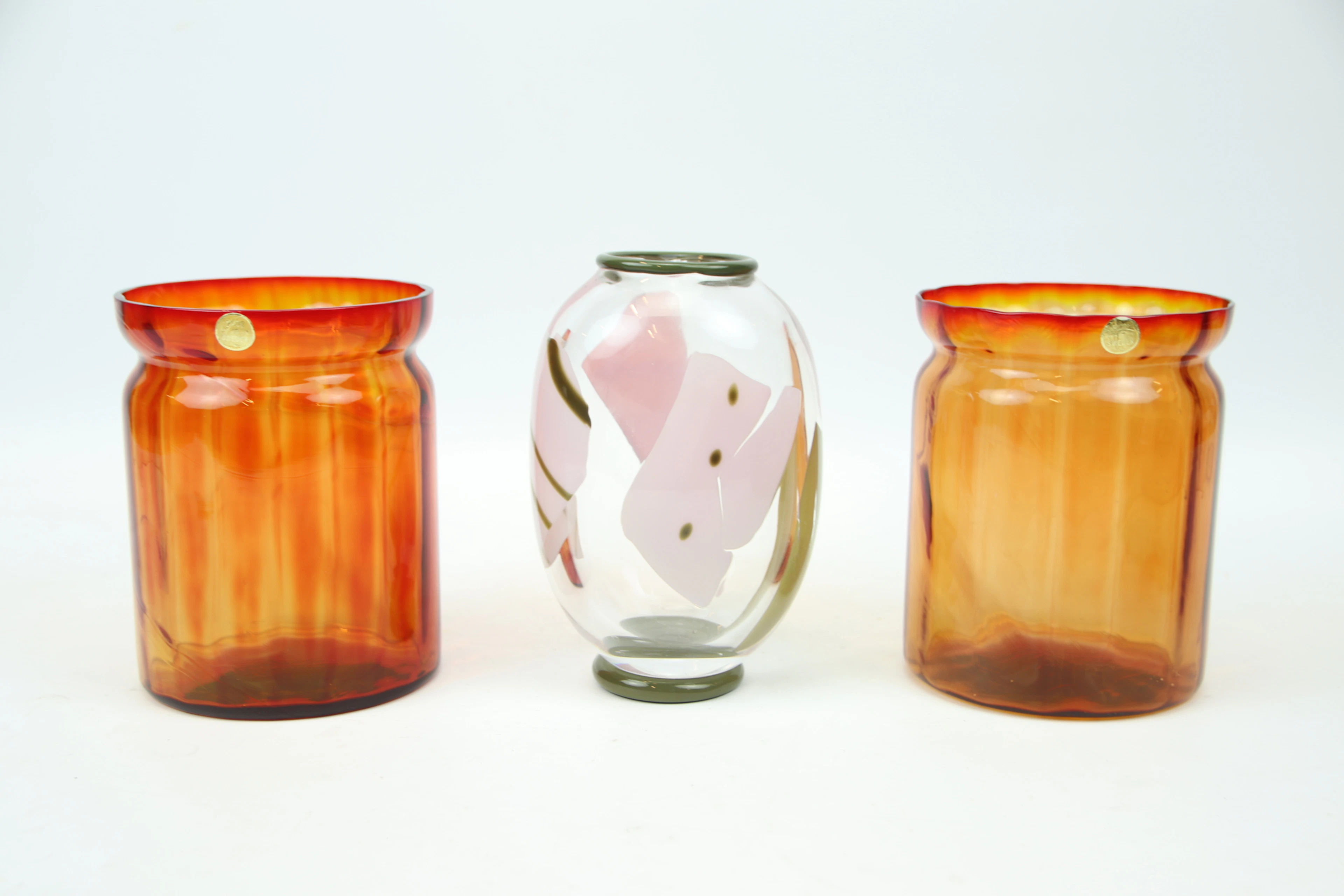 Vases, 3 pcs, glass, Boda Glassworks and Anna Ehrner, Kosta Boda, signed.