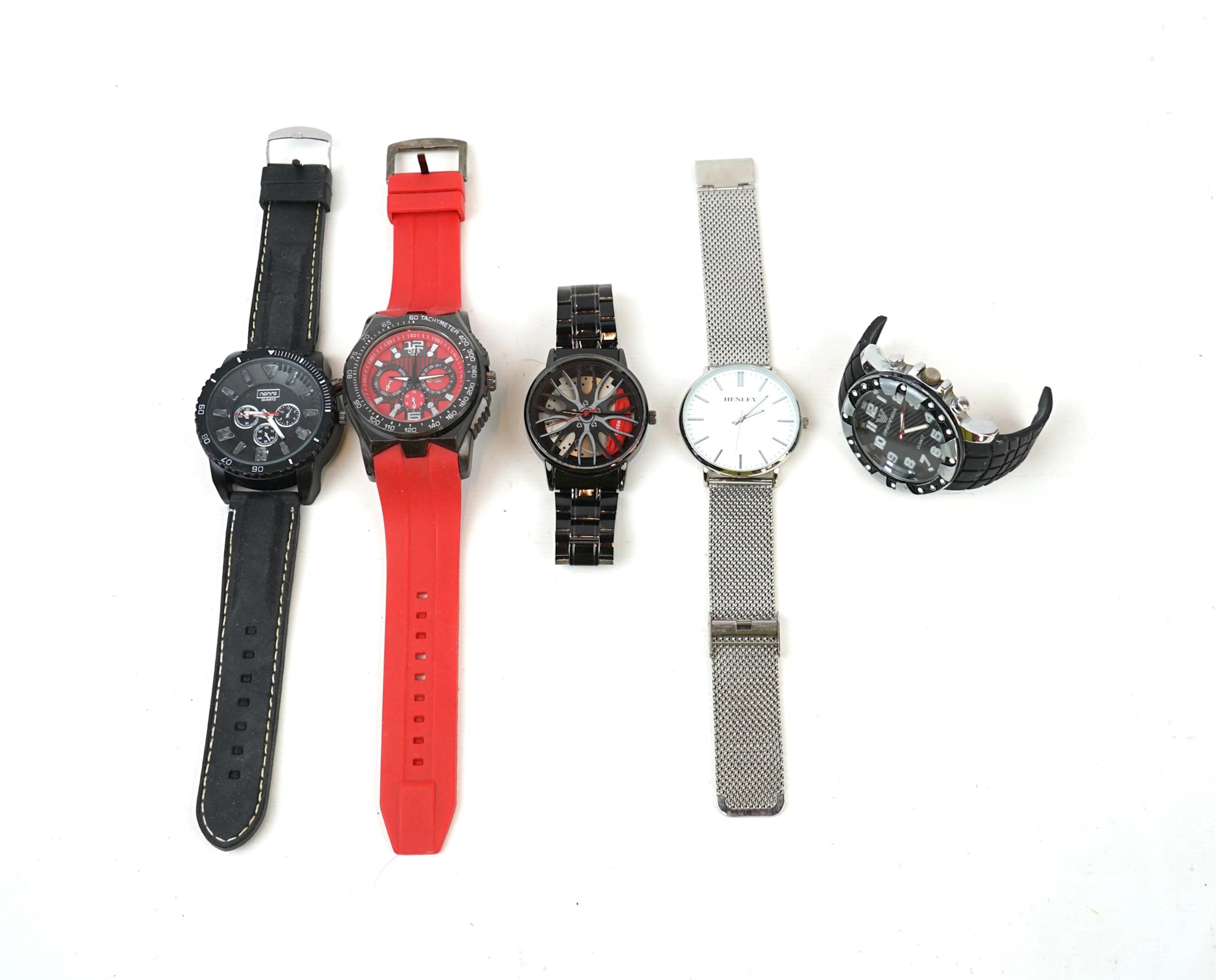 Relojes de pulsera, 5 piezas, incluyendo Emporio Armani.