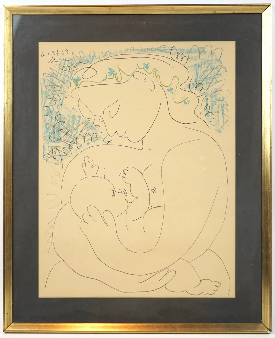 Pablo Picasso, después de la impresión, ''Maternite'', firmado en la impresión.