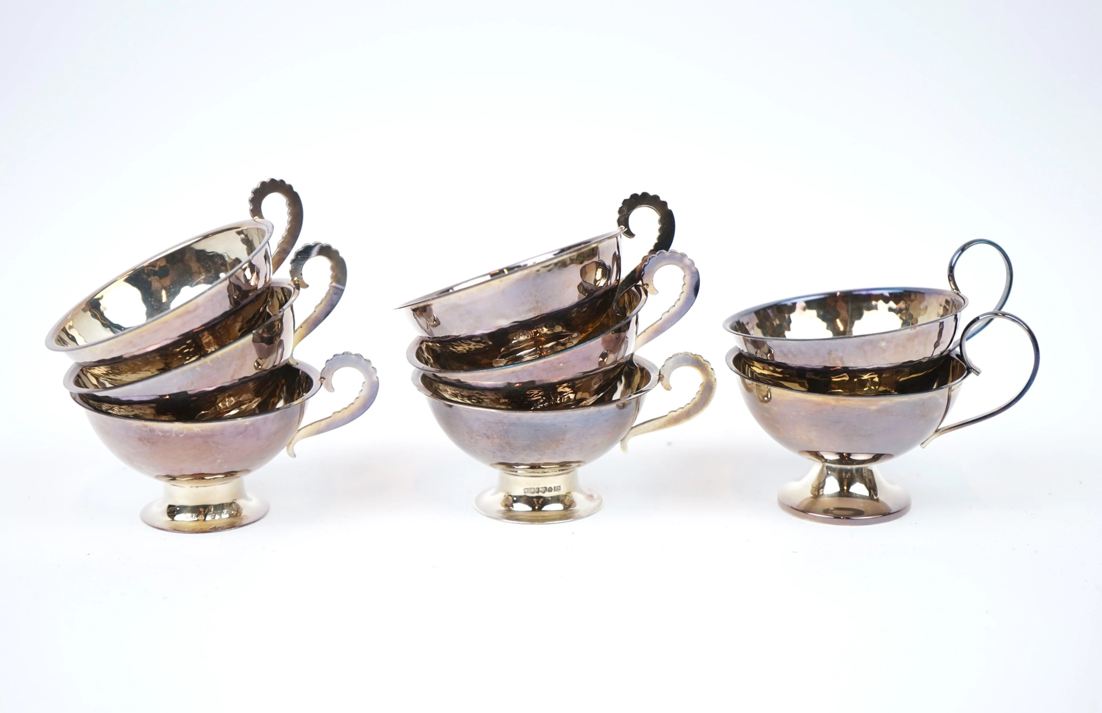 Tazza da punch, 6+2 pezzi, argento.