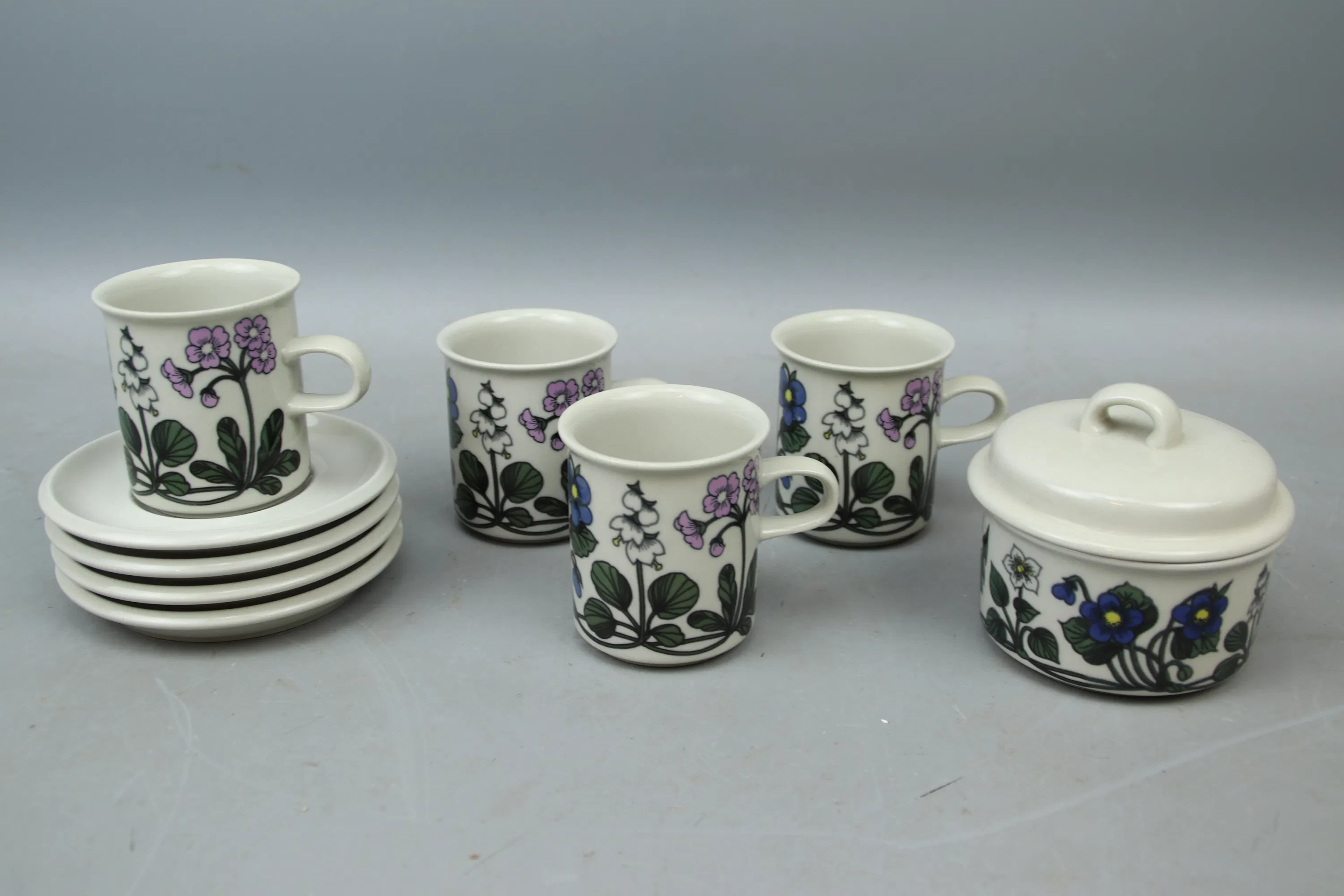 Pièces de café, 5 pièces, grès, flore, arabie.