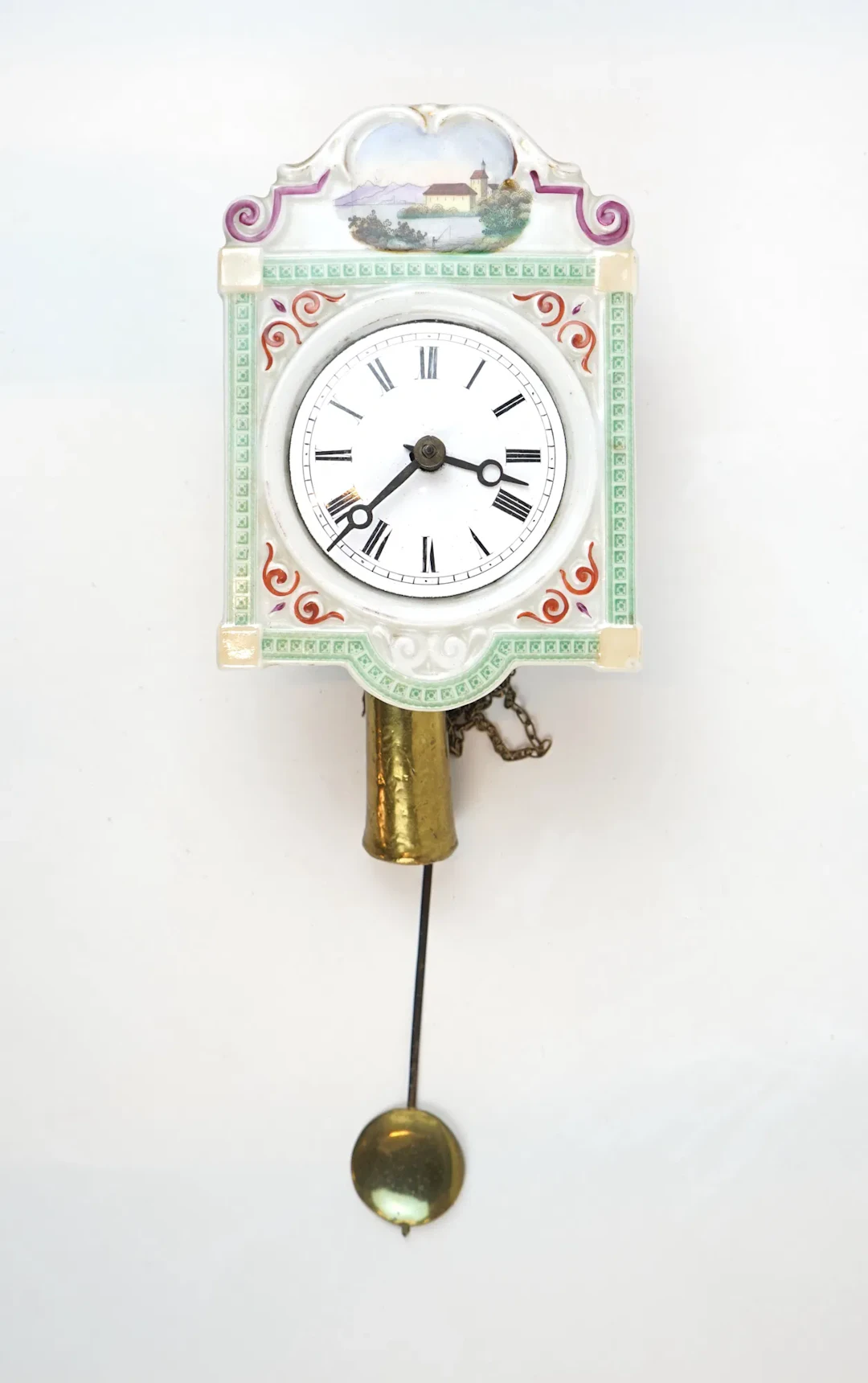 Wall pendulum, porcelain/wood,.