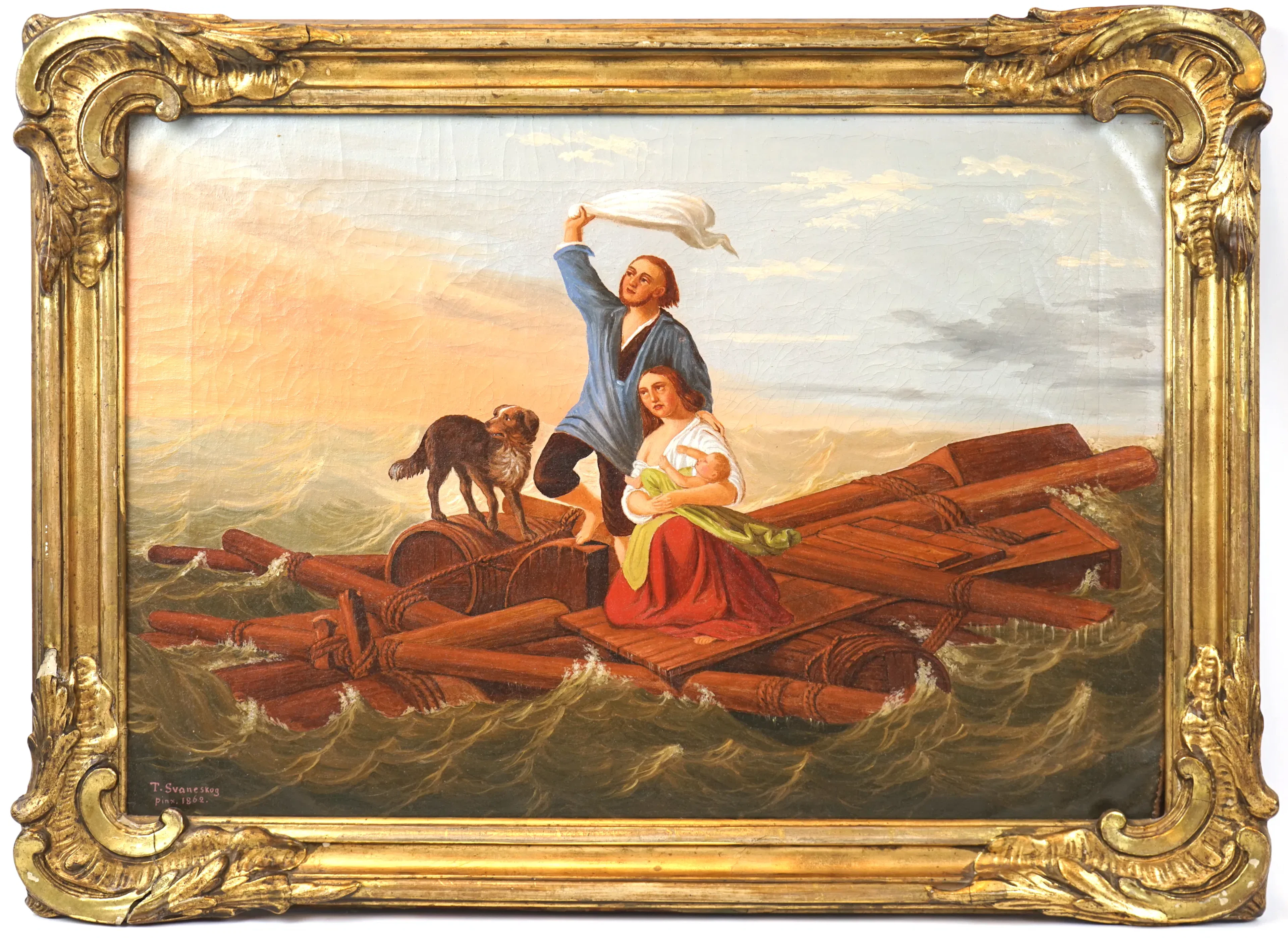 Thomas Svaneskog, olio su tela, firmato, 1862.
