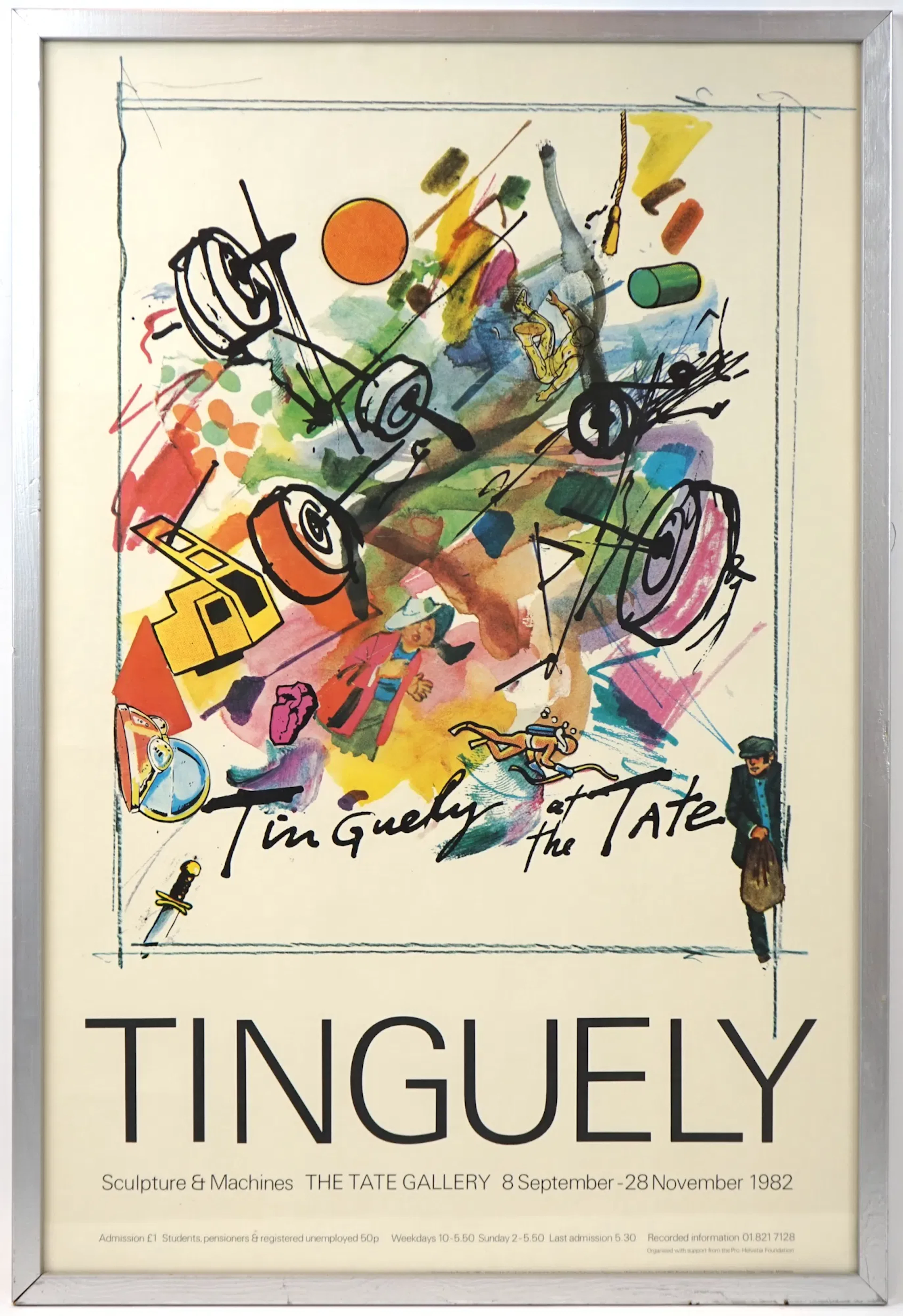 Manifesto della mostra, Jean Tinguely, Scultura e Macchine, The Tate