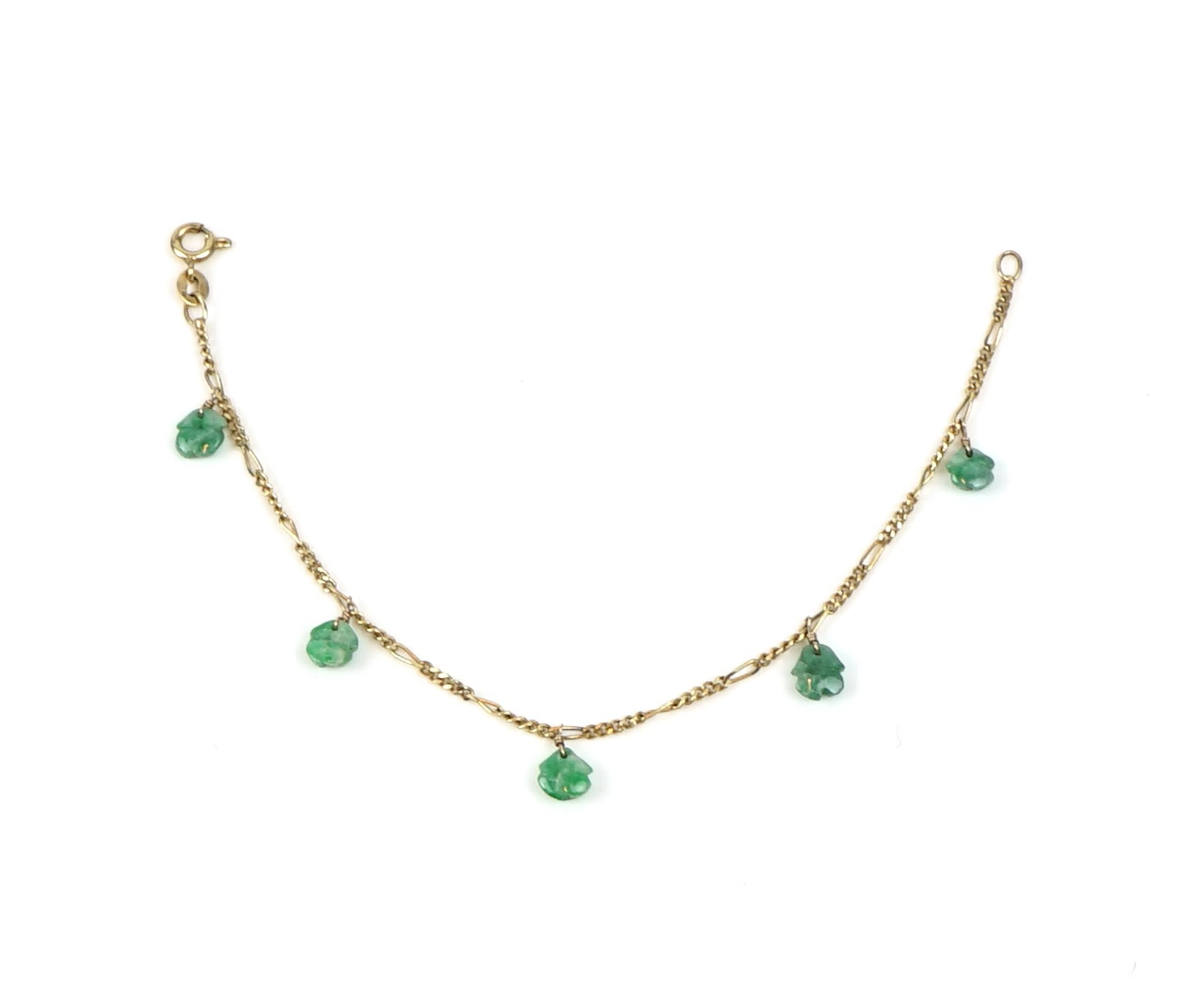 Braccialetto, oro 14k e pietre di giada.