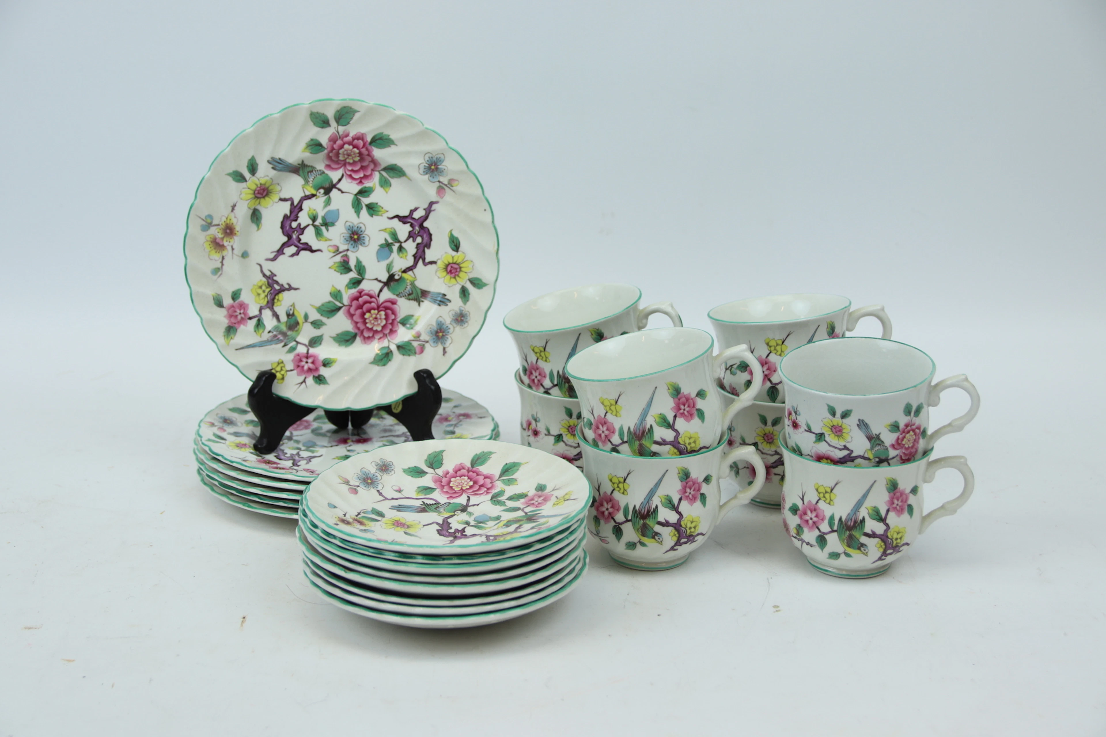 Kaffeeservice, 14 Stück, Porzellan, Old Foley, "Chinese Rose", England.