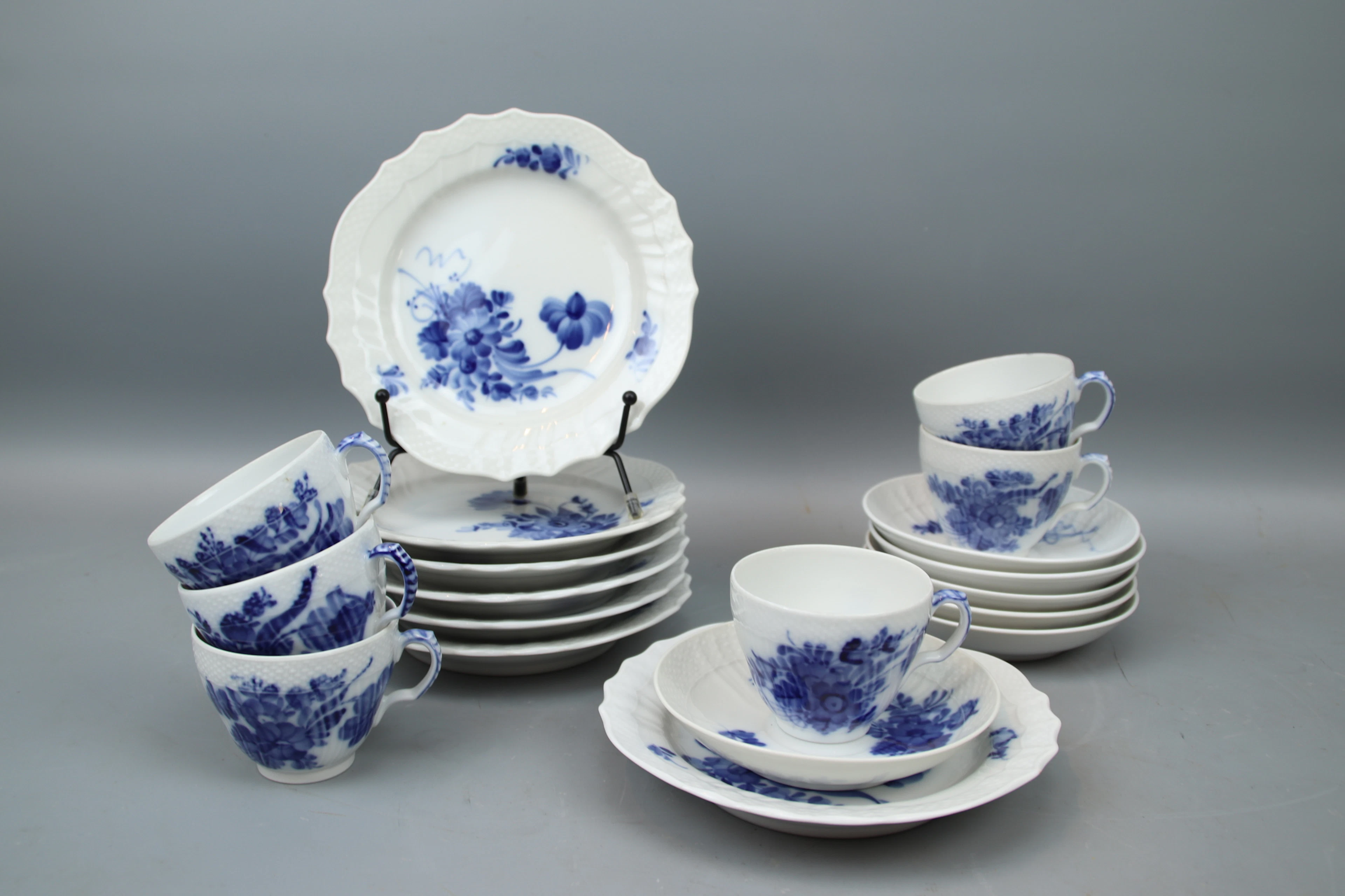 Coffee set, 12 pieces, porcelain, Blue Flower, Royal Copenhagen.