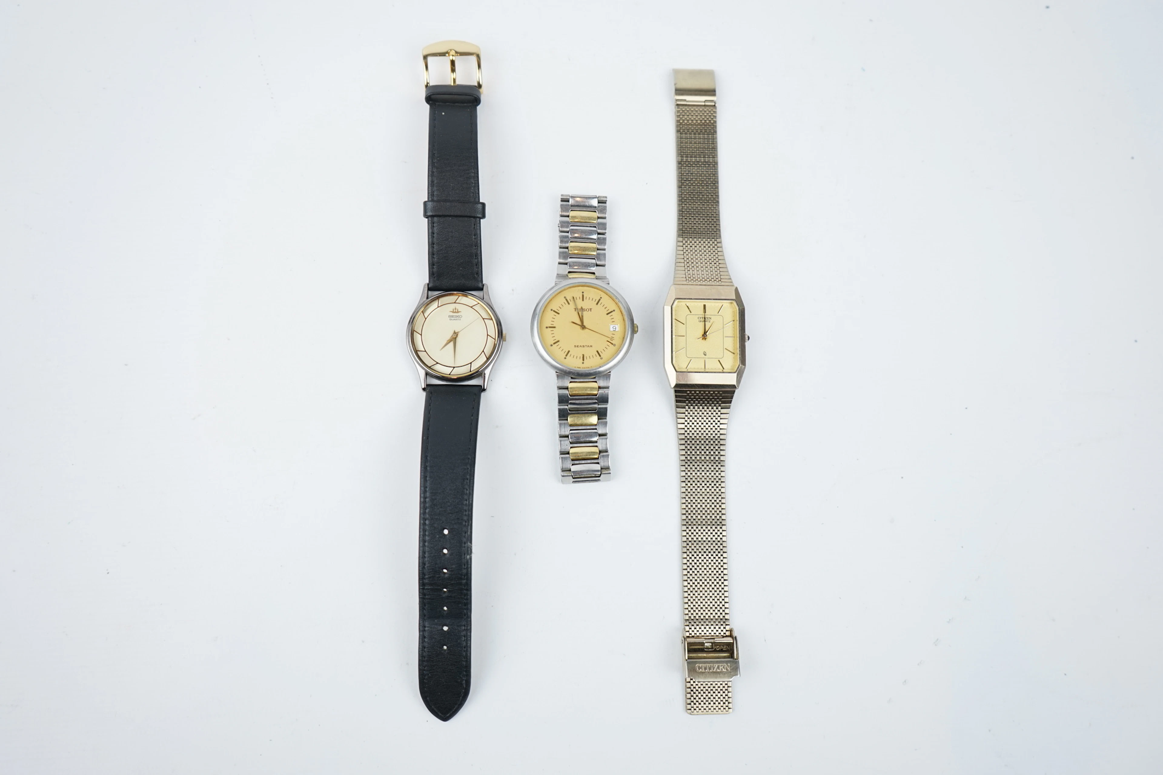 Relojes de pulsera, 3 piezas, Seiko, Tissot, Citizen.