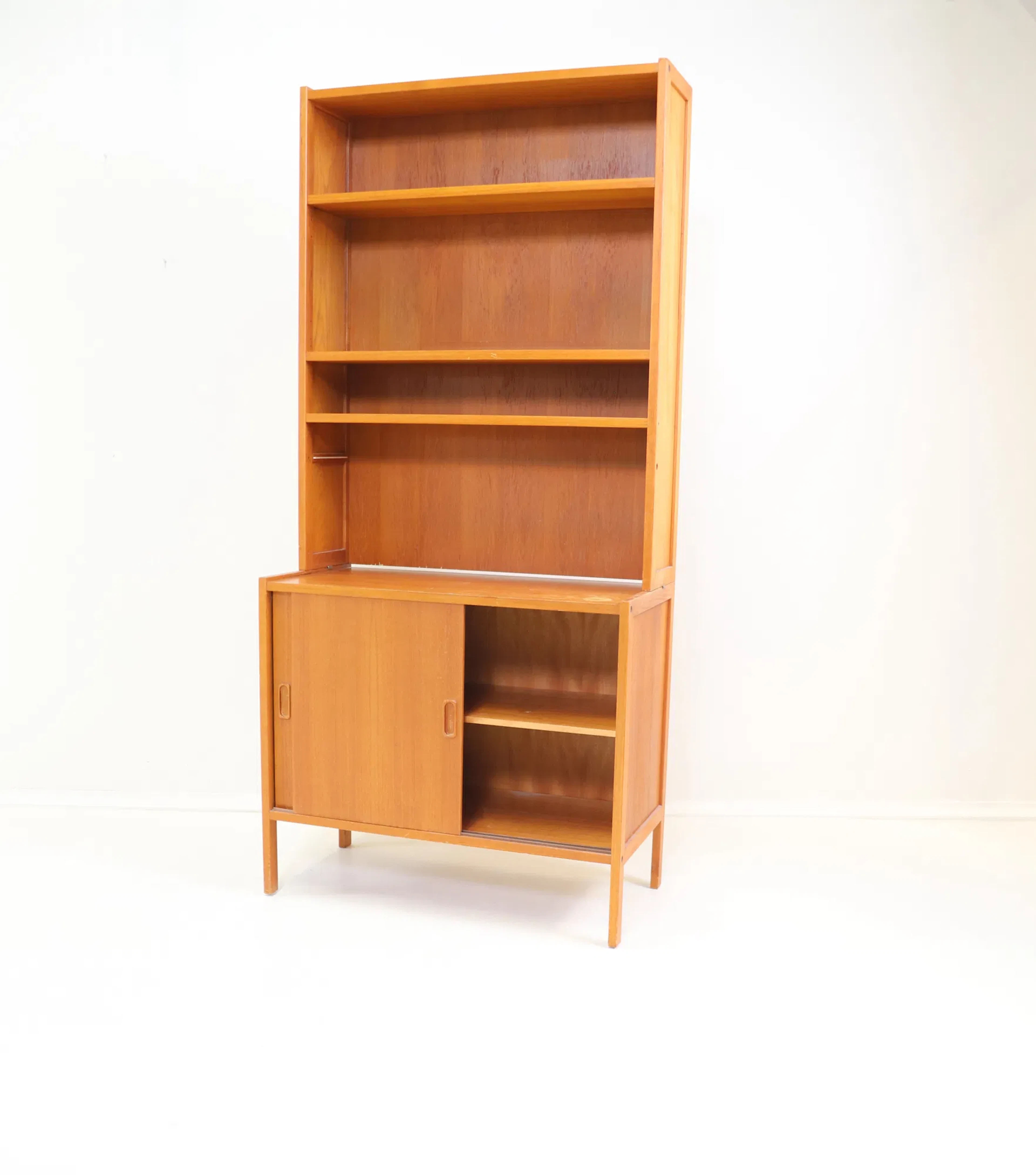 Bookcase with base cabinet, teak.