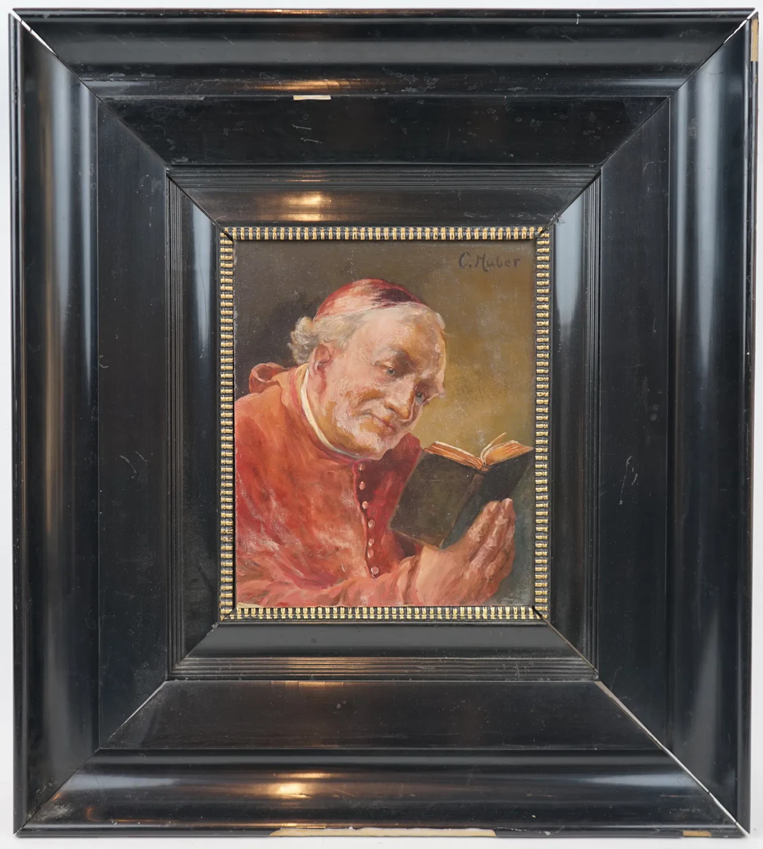C. Huber, olio su tavola, firmato.