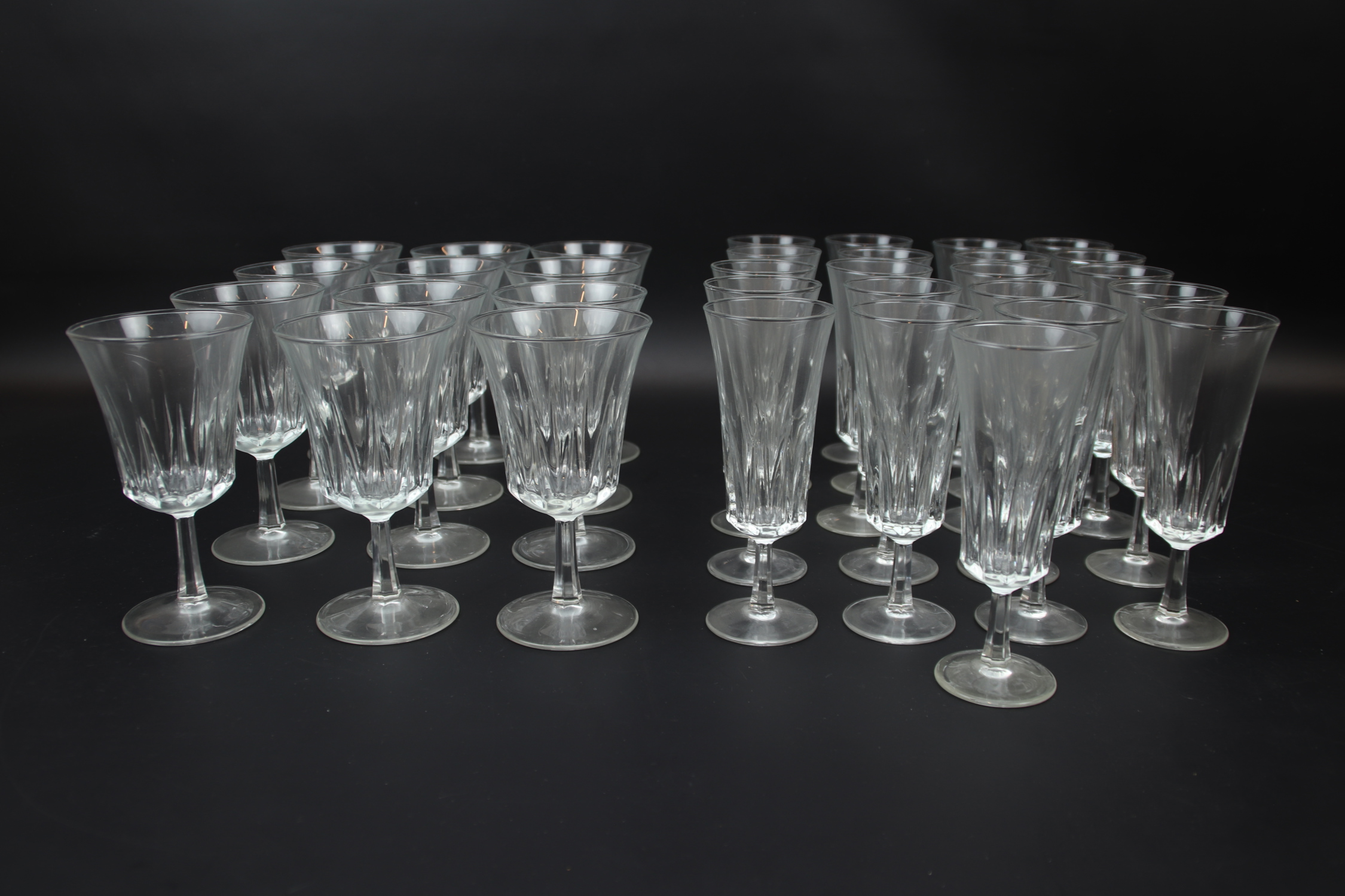 Copas de vino y champán, 12+21 artículos.