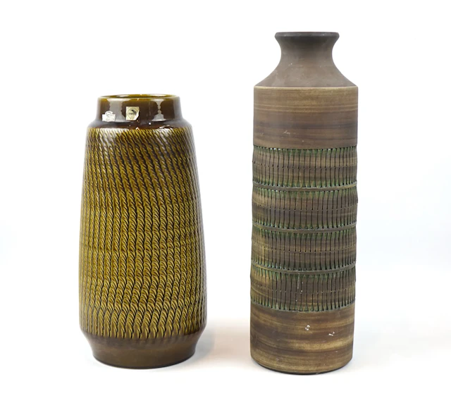 Floor vases, 2 pcs, ceramics, Kvidinge and West Germany.