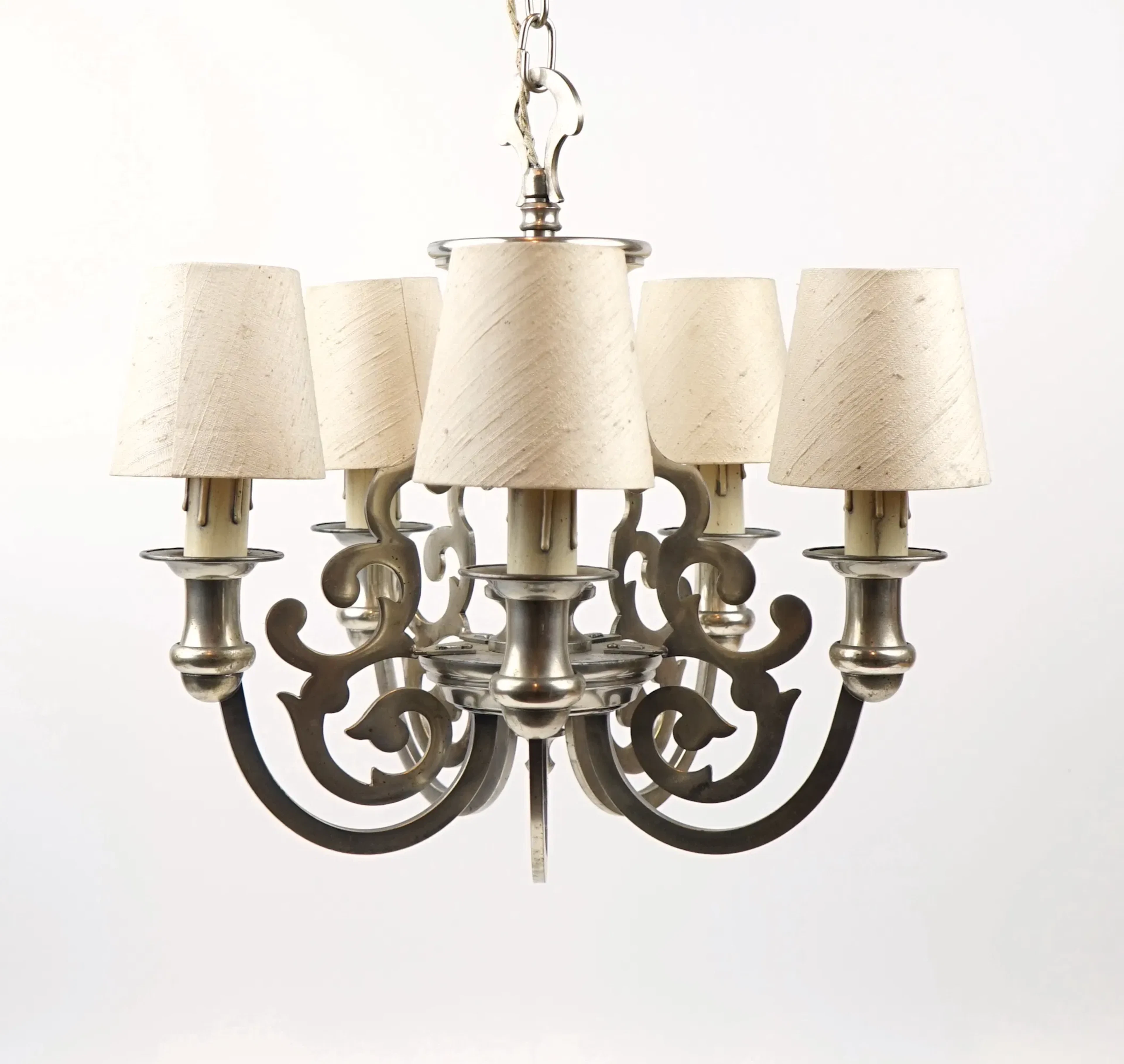 Chandelier, 5 light points, metal, Sciolari, Roma, Italy.