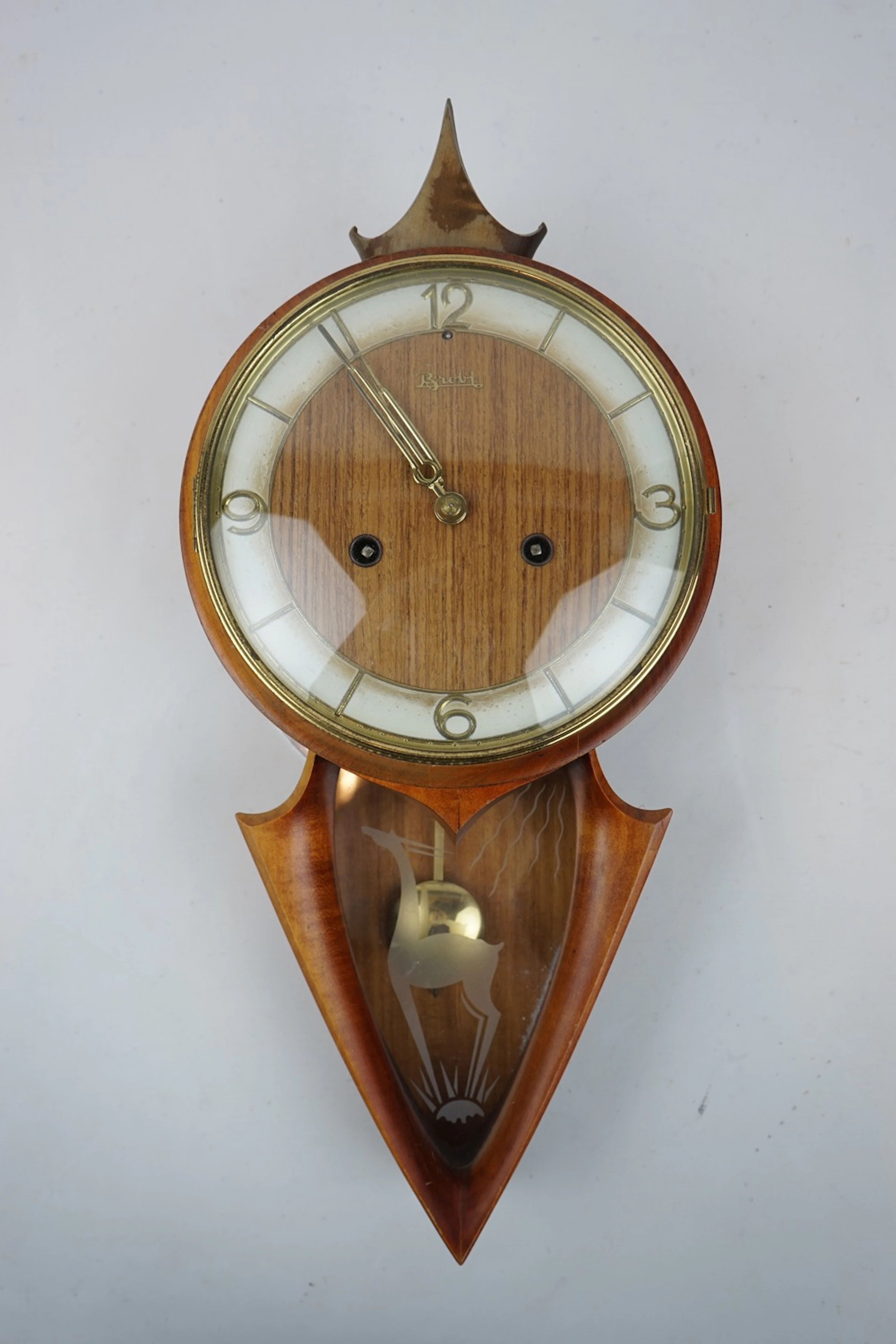 Orologio da parete, legno/vetro/metallo, Brobi.