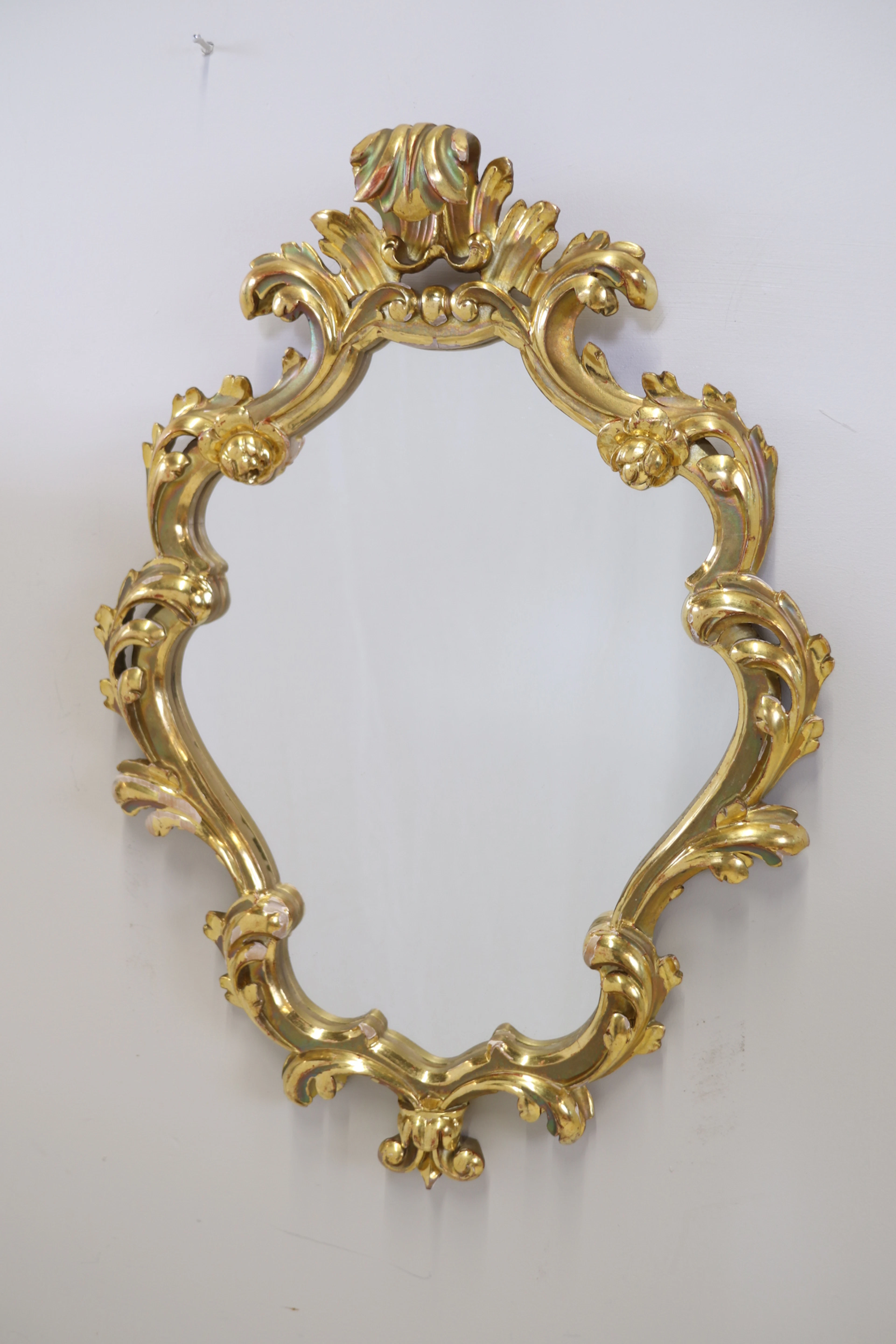 Specchio, cornice dorata, stile rococò, anni 1900.