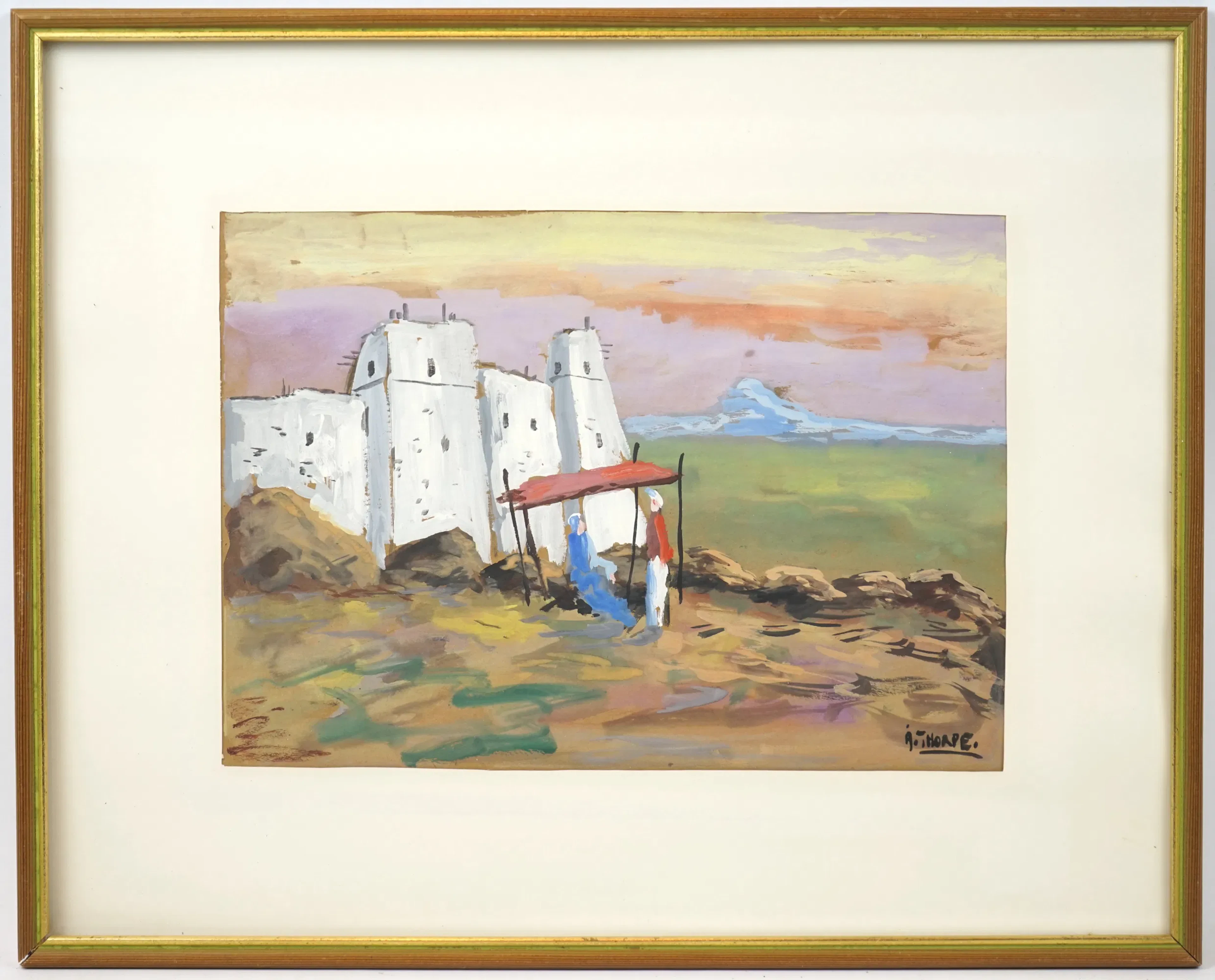 Åke Thorpe, ''Old desert fort Algiers'' gouache, signed.