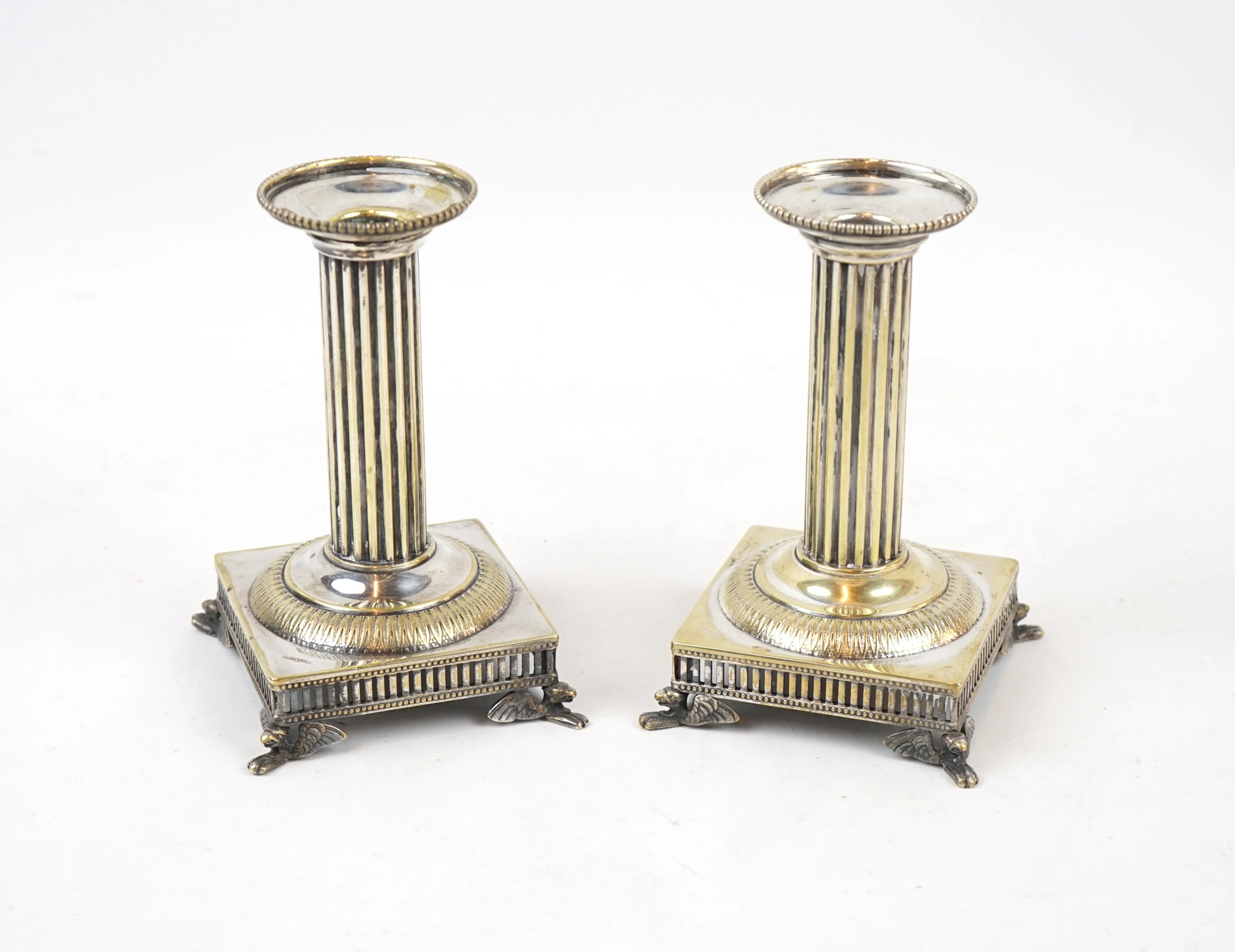 Candelabri, un paio, argento al nichel, stile Gustaviano.