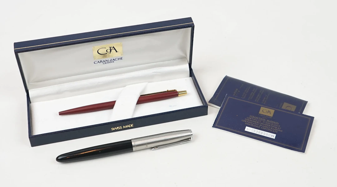 Pens, 2 pcs, Caran d'ache Geneva and Parker.