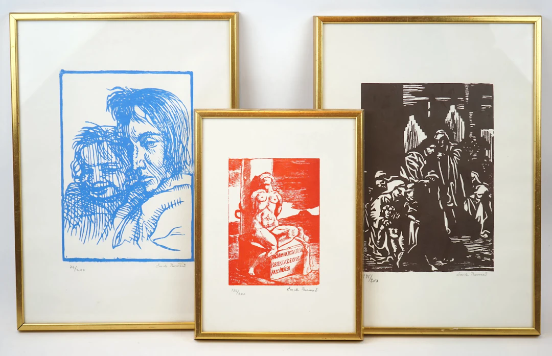 Émile Bernard, woodcuts, 3 pieces, signed.