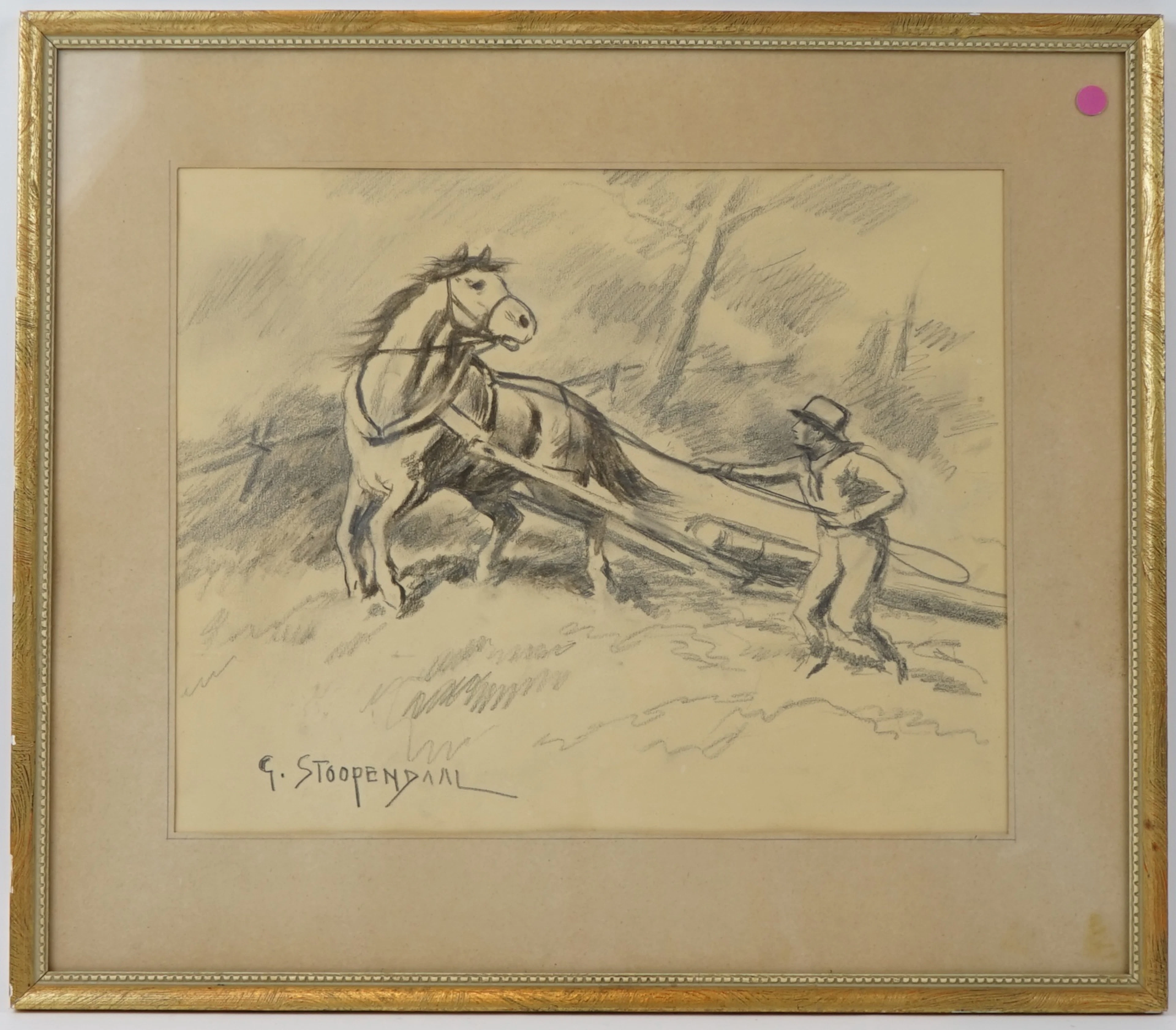 Georg Stoopendaal, pencil drawing, signed.