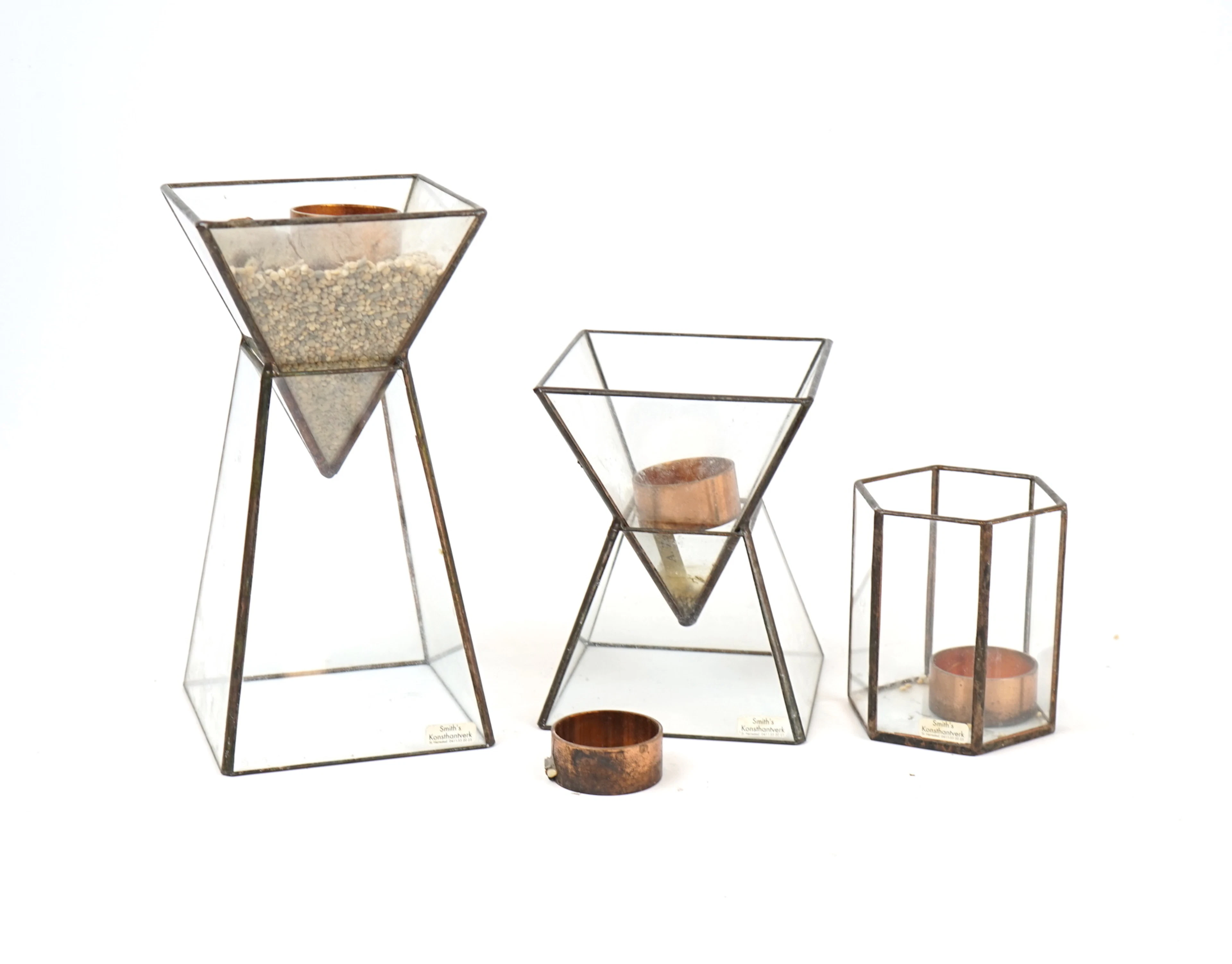 Kerzenhalter, Glas/Metall, Smith's Konsthandverk.