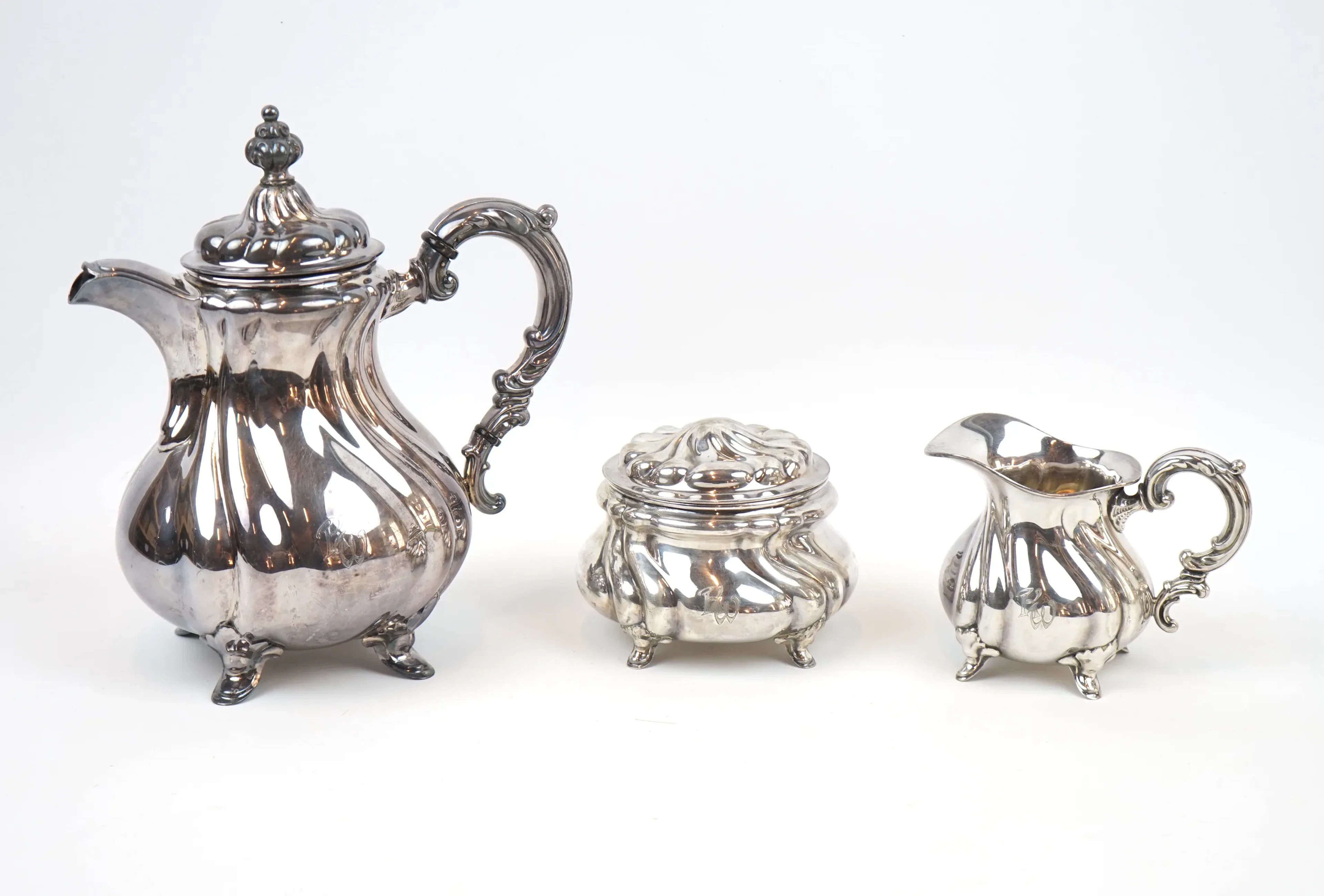 Coffee set, 3 pieces, silver 835, Swedish import stamps.