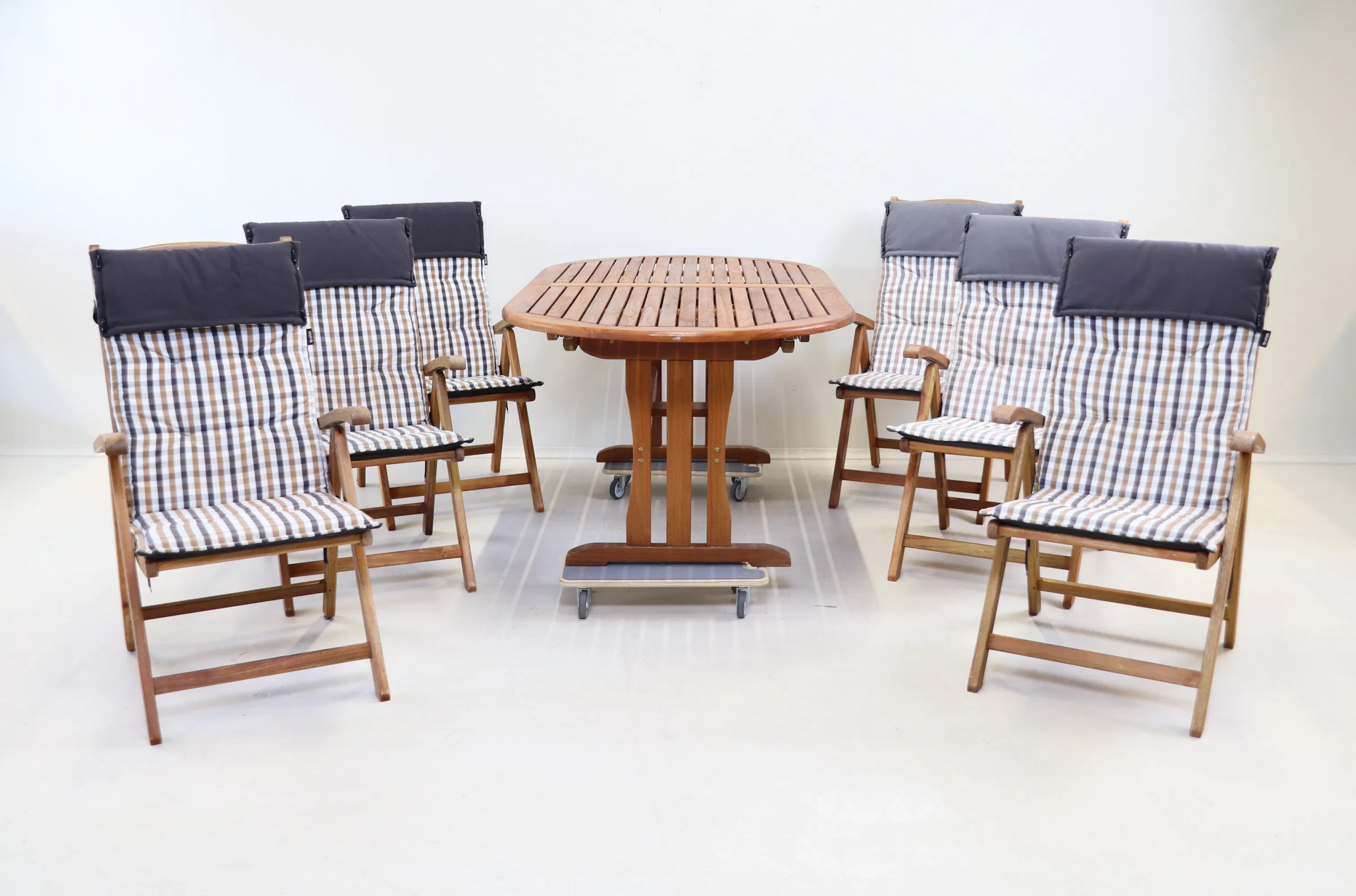 Muebles de jardín, 7 piezas, teca/textil, Brafab.
