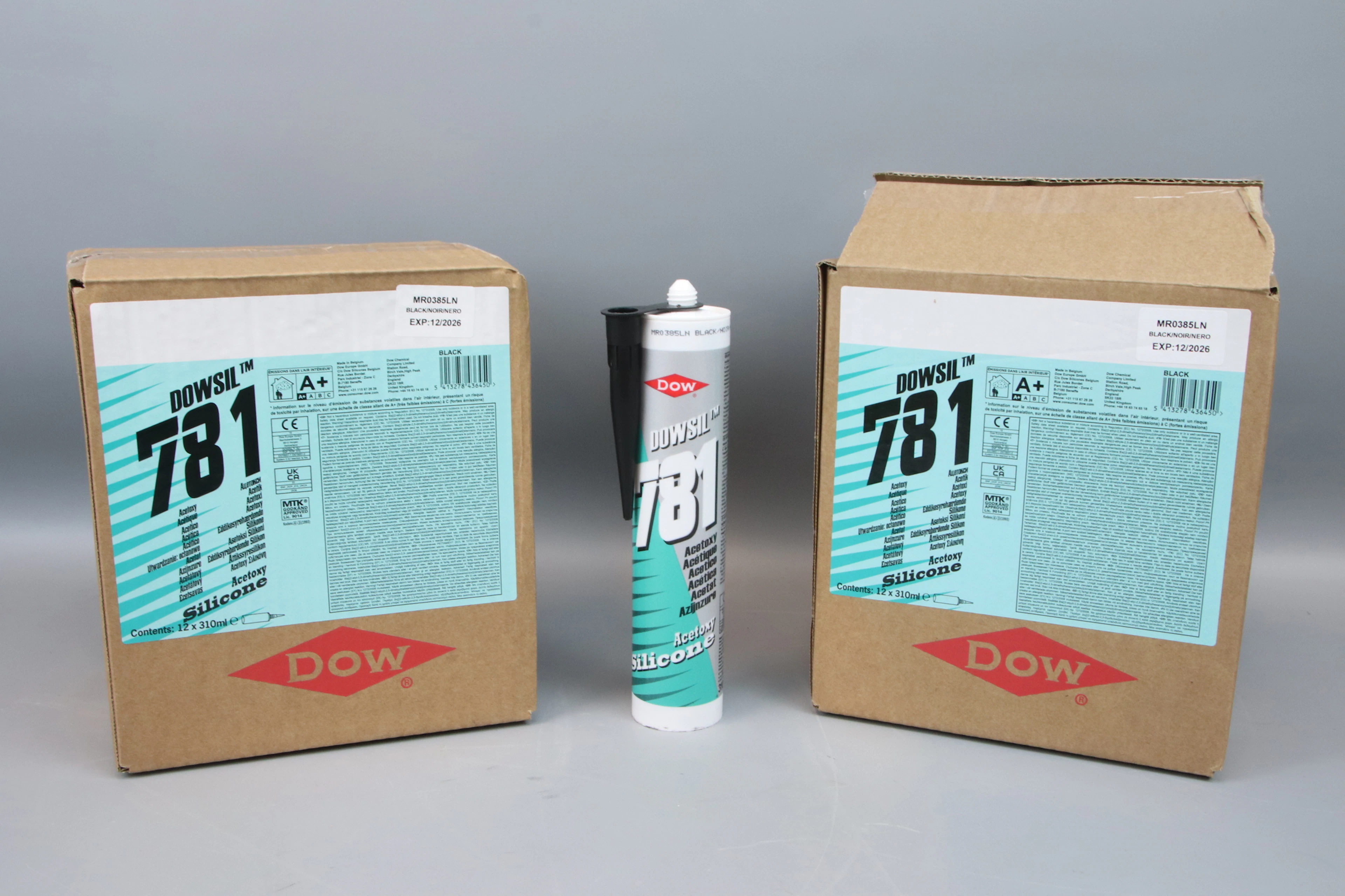 Acetatsilikon, 24 Tuben, schwarz, Dowsil 781, DOW.